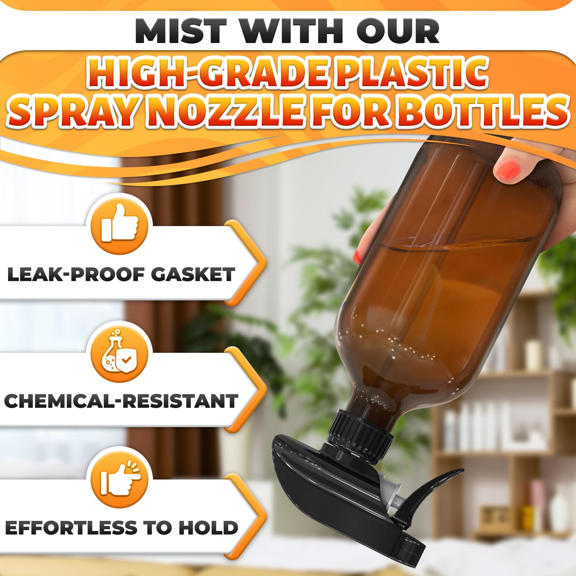 4Pcs Replacement Spray Bottle Nozzle - Heavy Duty Misting Spray Bottle Heavy Duty Pump Sprayer Head Replacement - Spray Nozzle Mist Spray Bottle Tops Cleaning Spray Bottles Mist Sprayer for 8oz 16oz