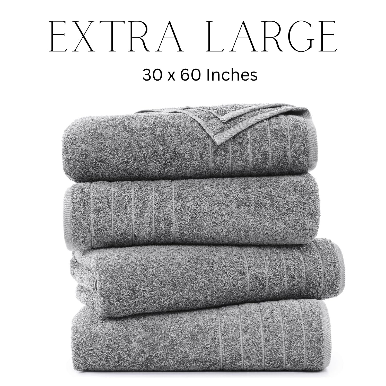 Casa Platino Bath Towels 4 Pack, Large Bath Towel Set(30''X 60''), 100% Ring Spun Cotton Bathroom Towels, Lightweight Towels For