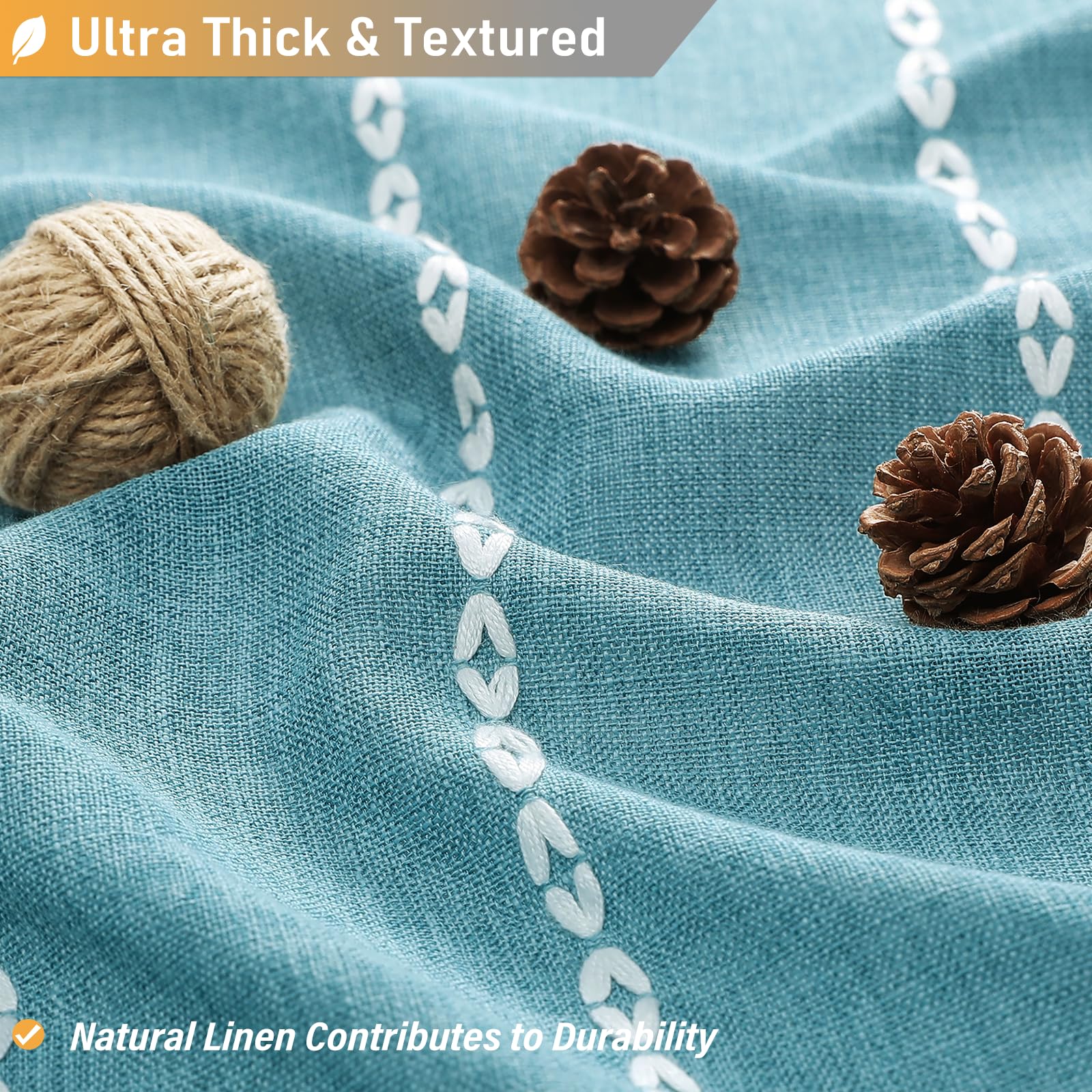 Bttn Boho Farmhouse Shower Curtain, Rustic Thick Striped Linen Fabric Shower Curtains Sets With Tassel, Water Resistant, Modern