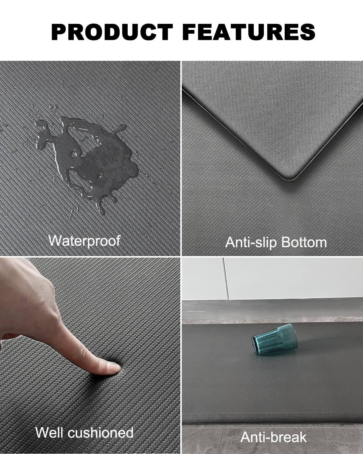 Artnice Kitchen Mats For Floor, 3/4 Inch Thick Cushioned Anti Fatigue Mat, Waterproof Non-Slip Kitchen Rugs, Stain Resistant Com