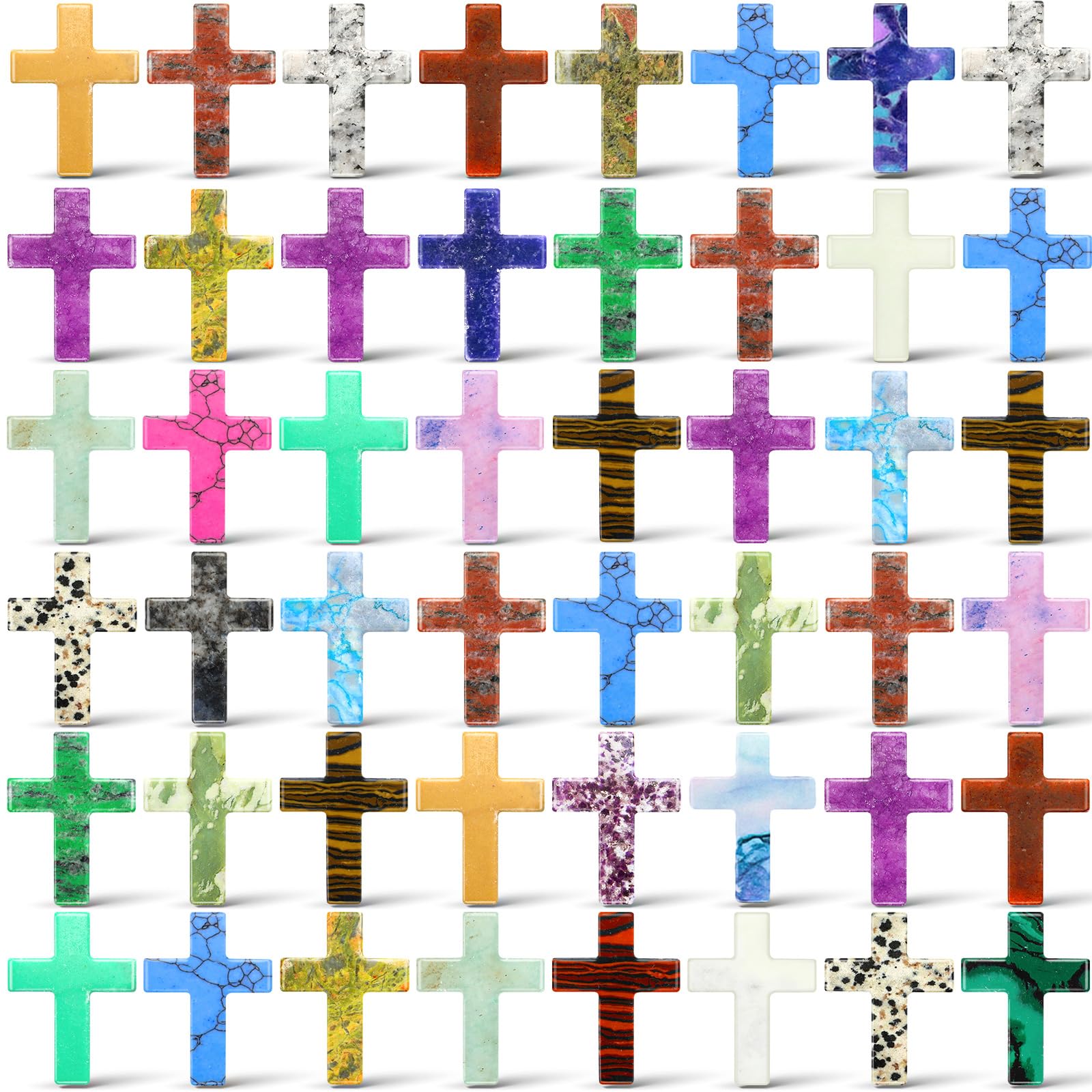 Nuenen 50 Pcs Cross Crystal Stone Bulks 1   Natural Crystal Wall Cross Shaped Worry Stones Charm Palm Pocket Quartz Gift Hallowe