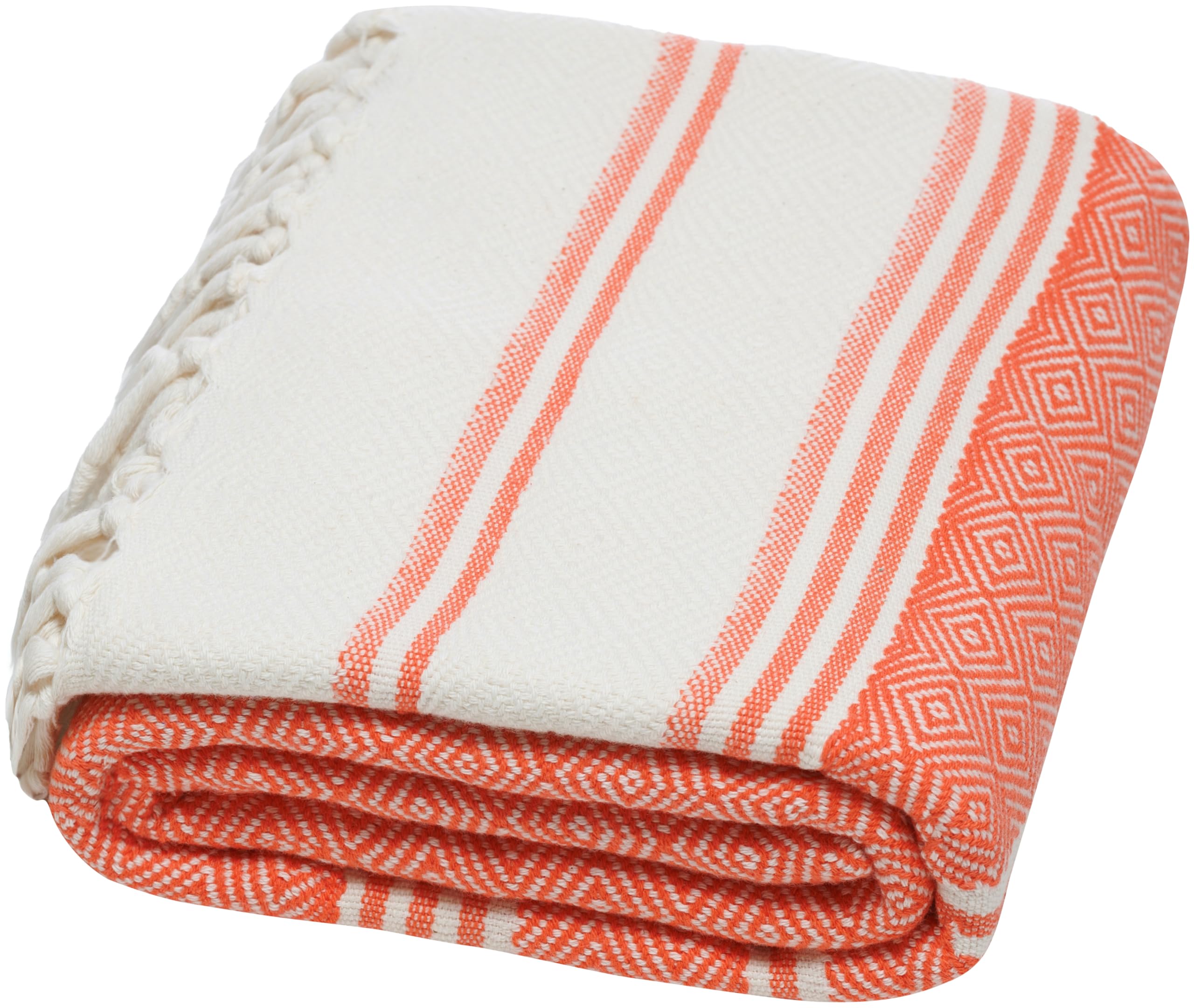 Demmex Certified Organic Turkish Cotton Beach And Bath Towel, Peshtemal Towel Blanket, Prewashed, Diamond Weave, 71X36 Inches (C