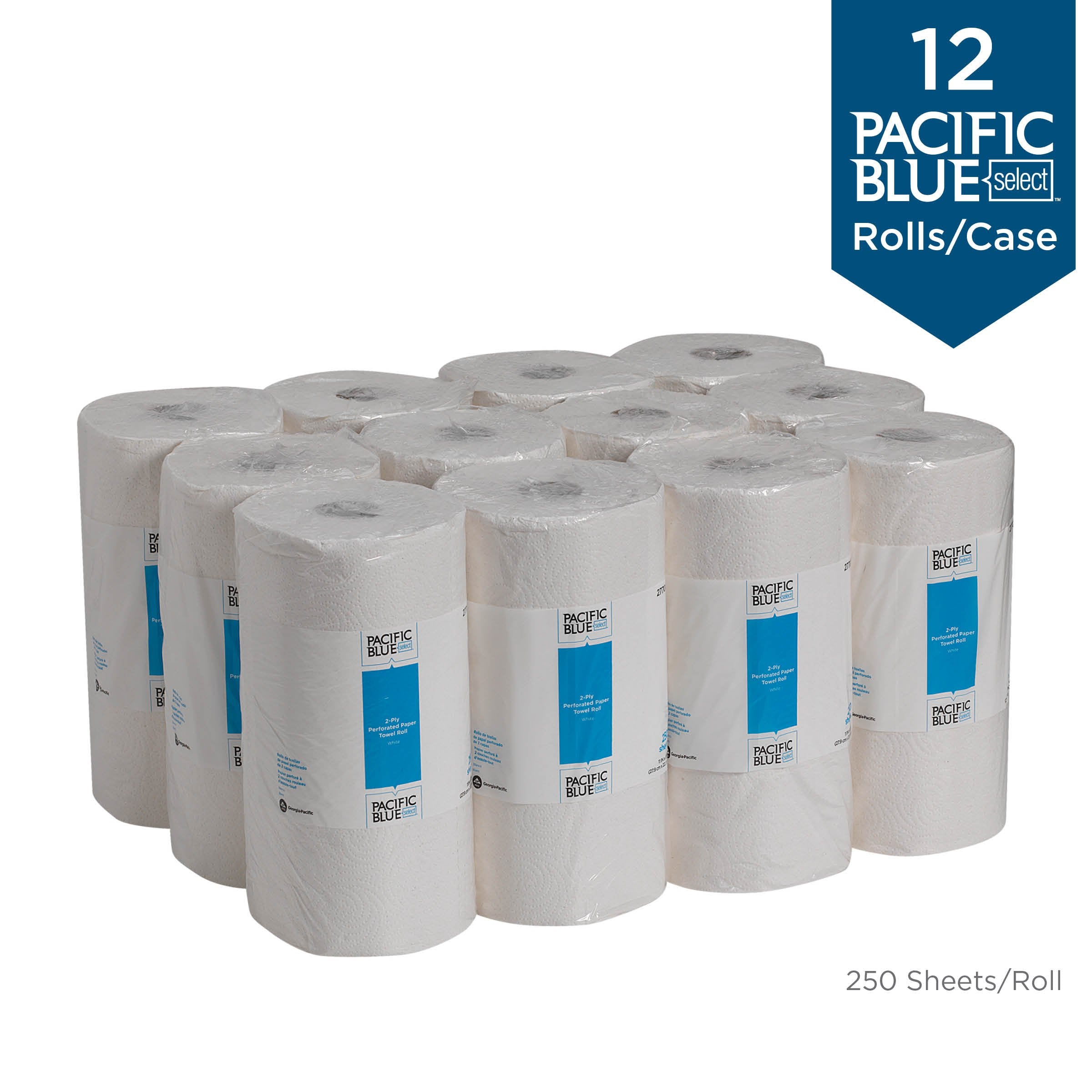 Georgia-Pacific Pacific Blue Select 2-Ply Perforated Roll Paper Towel (Previously Branded Preference), White, 27700, 250 Sheets