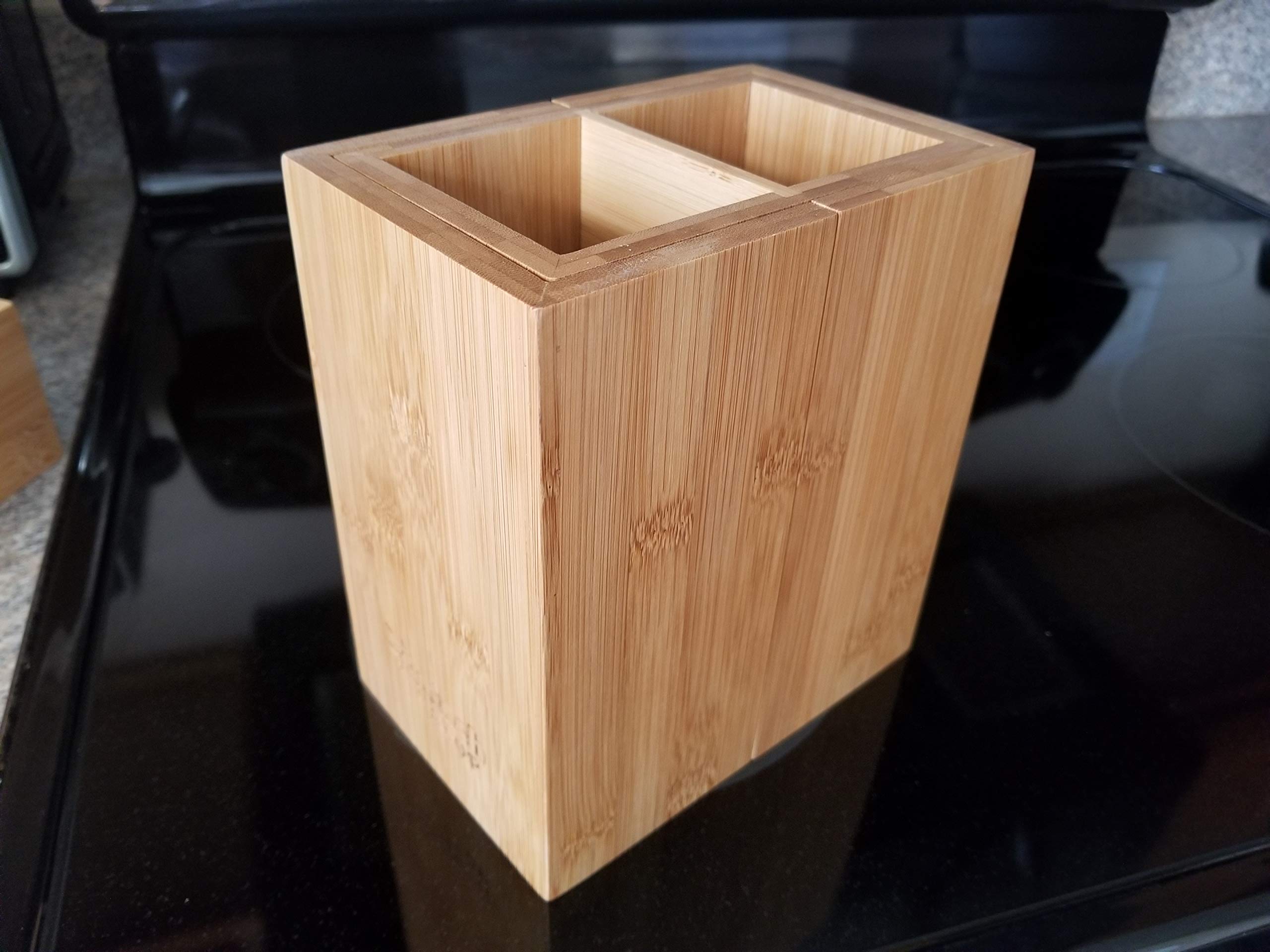 Splashsoup Bamboo Expandable Cooking Utensil Kitchen Tool Holder | Natural Spatula Spoon Caddy | Counter Stove Top Organizer