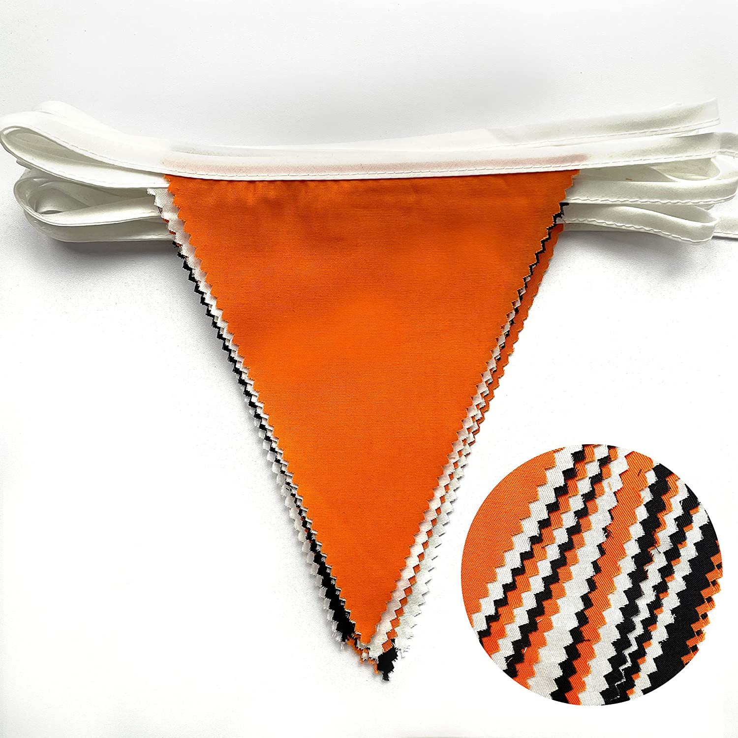 32Ft Orange Black White Graduation Party Decorations 2023 Halloween Pennant Banner Fabric Triangle Flag Bunting Garland For Than