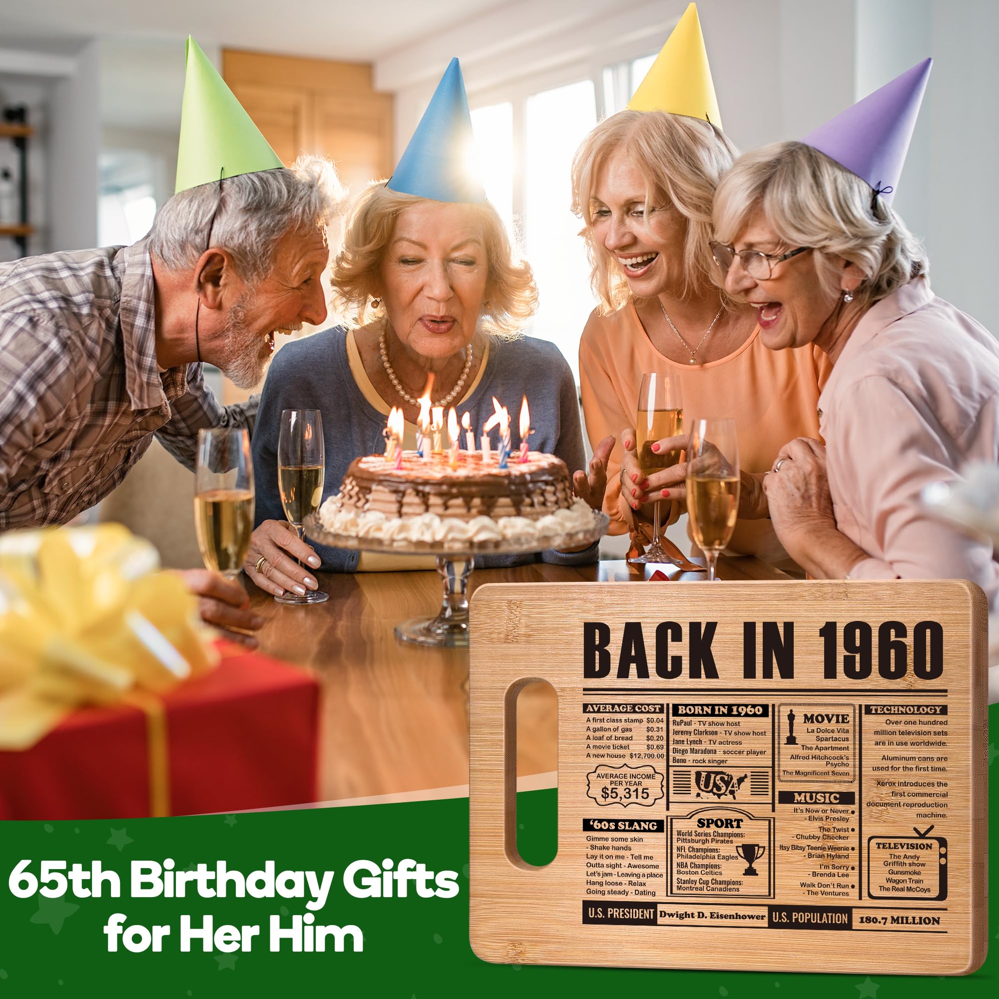 65th Birthday Gifts for Women Men,65 Year Old Her Him Birthday Gifts,65th Years Gifts for Mom Dad Grandparents Wedding Anniversa