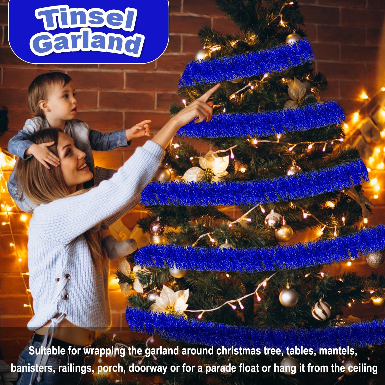 50 Feet Christmas Foil Fringe Banner Metallic Tassle Garland Metallic Backdrop Parade Floats Shiny Hanging Ceiling, Valentine's,