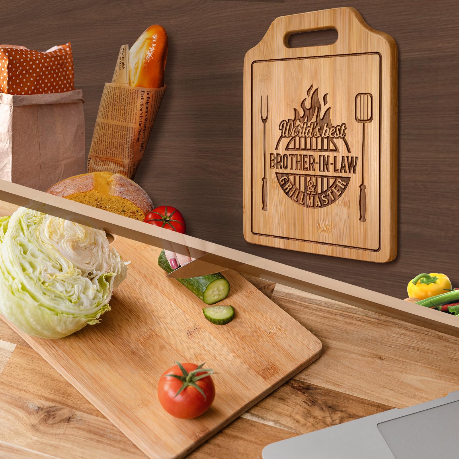 AceThrills Brother in Law Gifts for Brother in Law Christmas Birthday Gifts - Engraved Cutting Board 12.3 L ?8.7 W ?0.4 Th