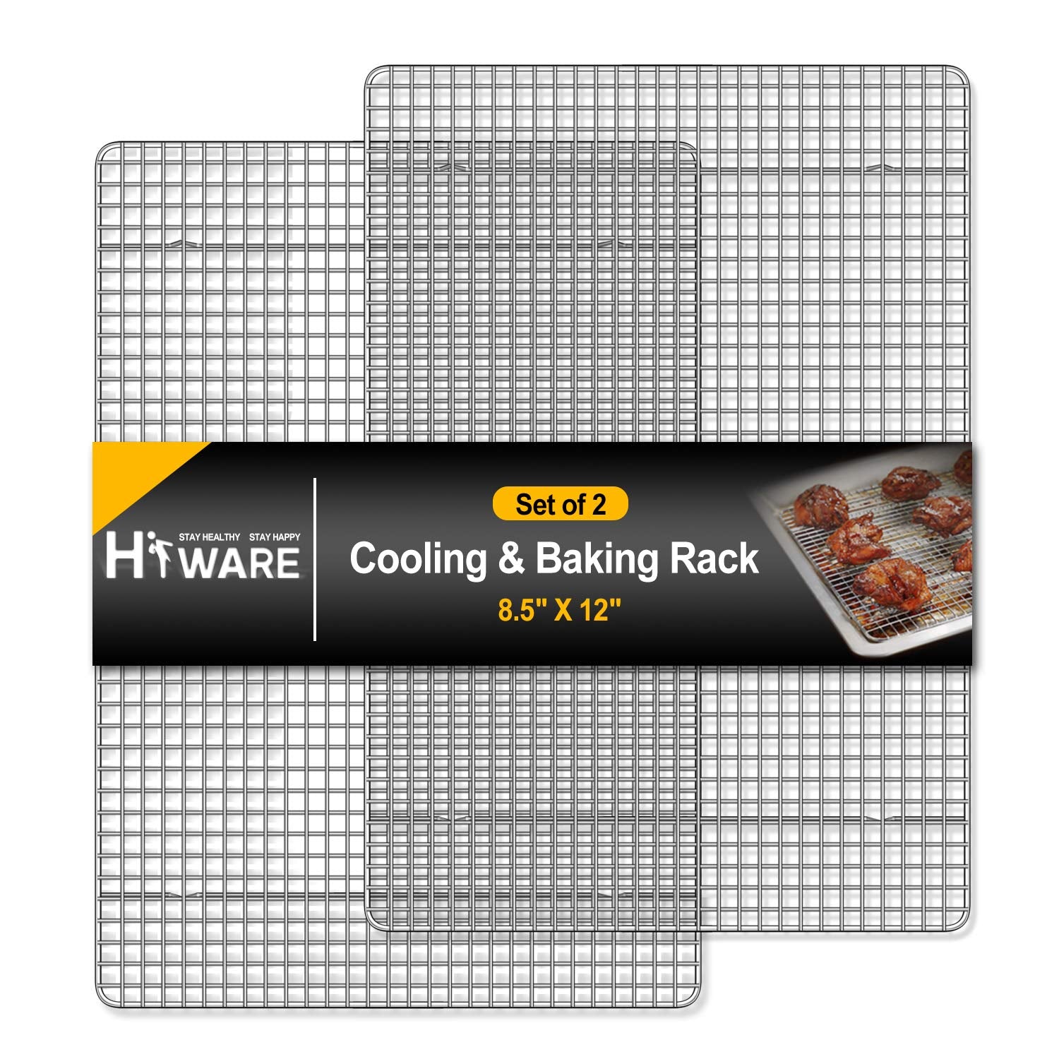 Hiware 2-Pack Cooling Racks For Baking - 8.5'' X 12'' - Quarter Size - Stainless Steel Wire Cookie Rack Fits Quarter Sheet Pan,