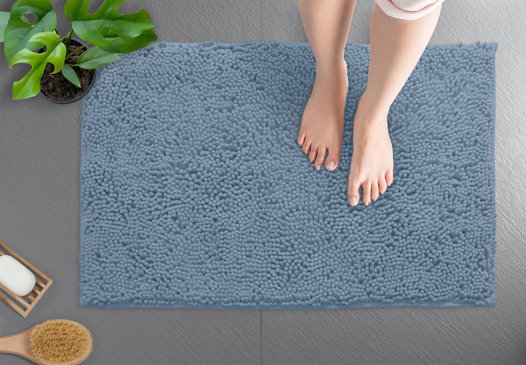 Luxurux 1    Plush Chenille Bath Rug - Super Soft, Non-Slip, And Highly Absorbent Bathroom Mat, Machine Washable For Easy Care (