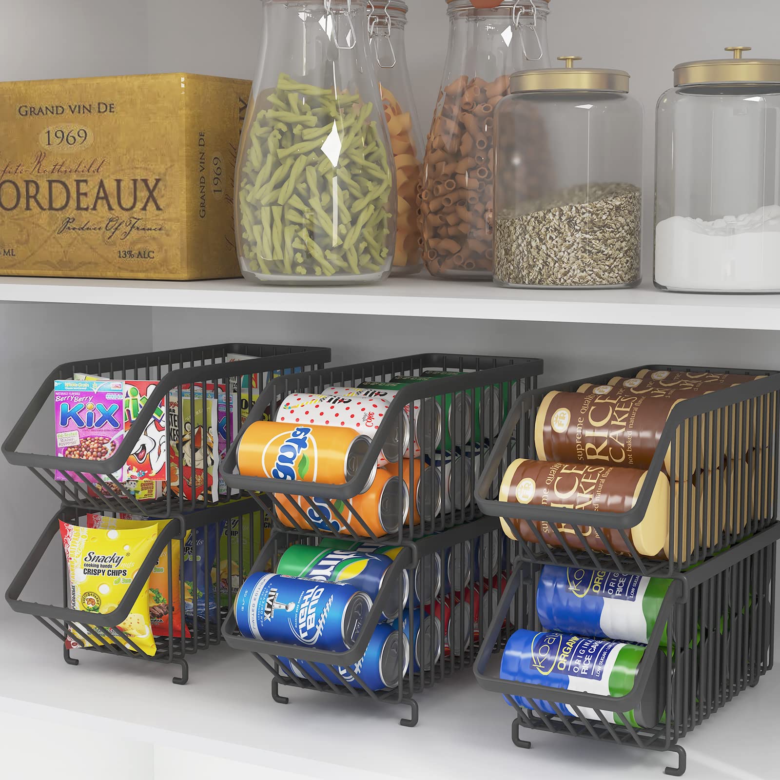 Gillas 4 Pack Stackable Soda Can Organizer For Refrigerator, Can Holder Dispenser, Canned Food Storage Rack For Fridge, Kitchen,