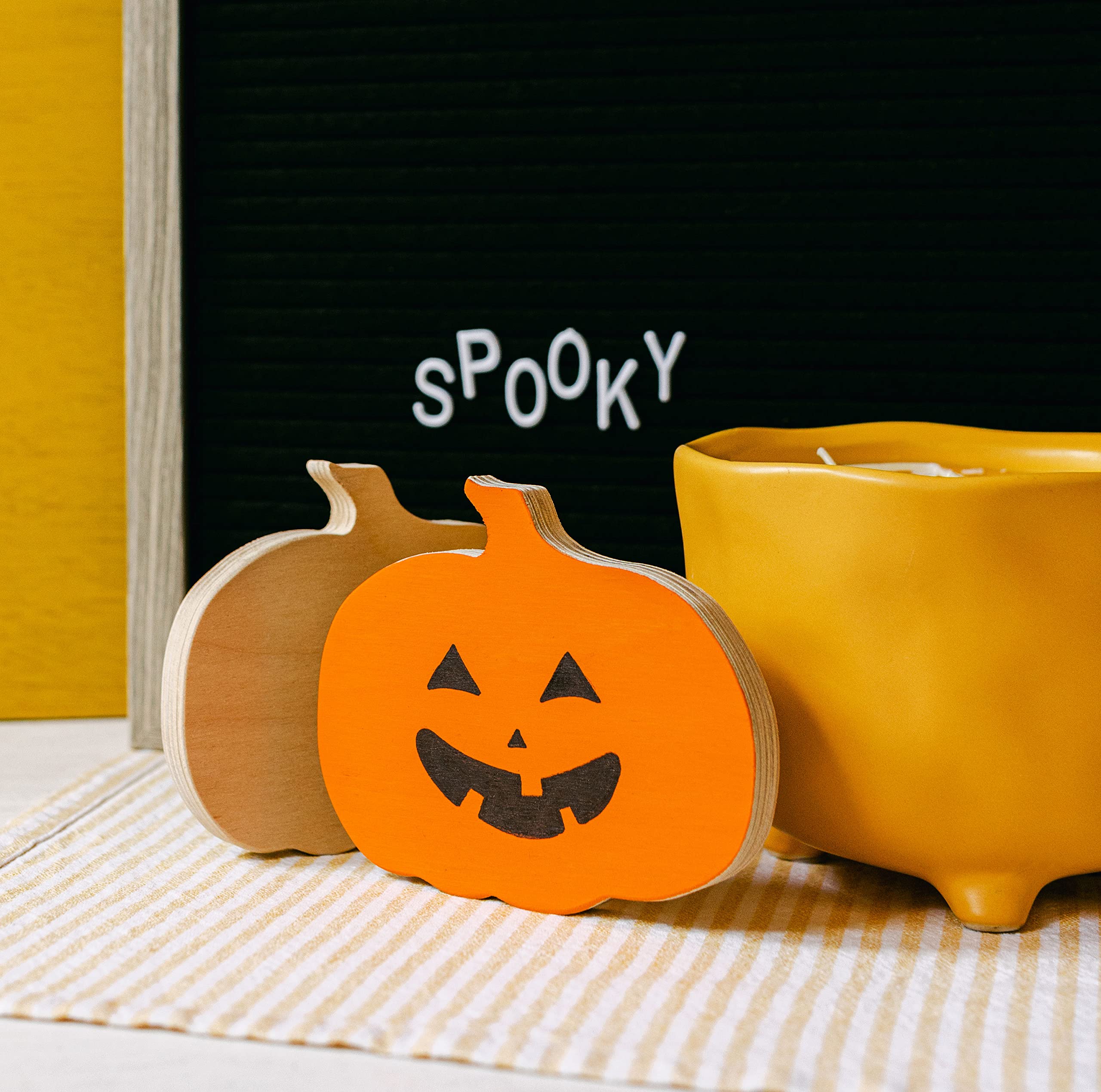 Chunky Wood Pumpkin Cutout 4 x 4-3/4-inch, Rustic Pumpkin Tiered Tray Decor Fall Thanksgiving Decorations, by Woodpeckers