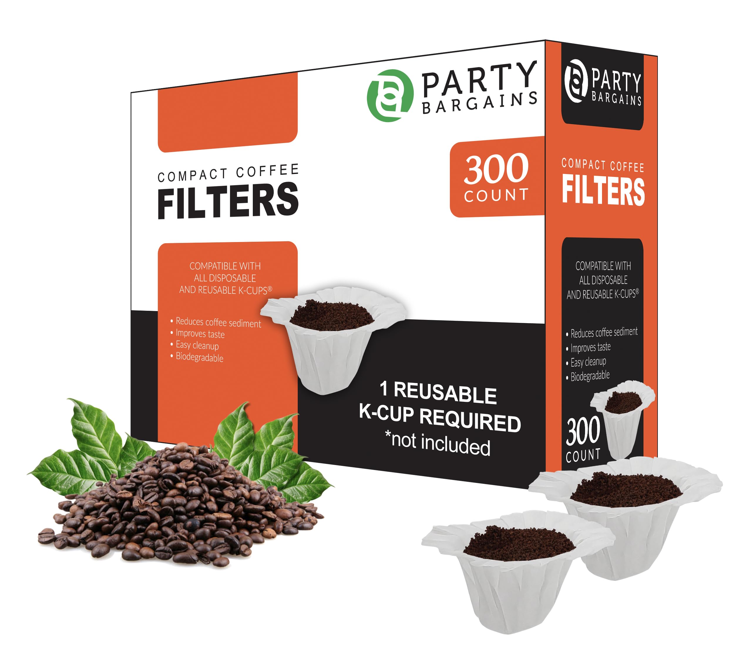 Party Bargains 300 Paper Coffee Filters - Compact Design Single-Use Coffee Filter For Keurig 1.0 & 2.0. Perfect Size And Quantit