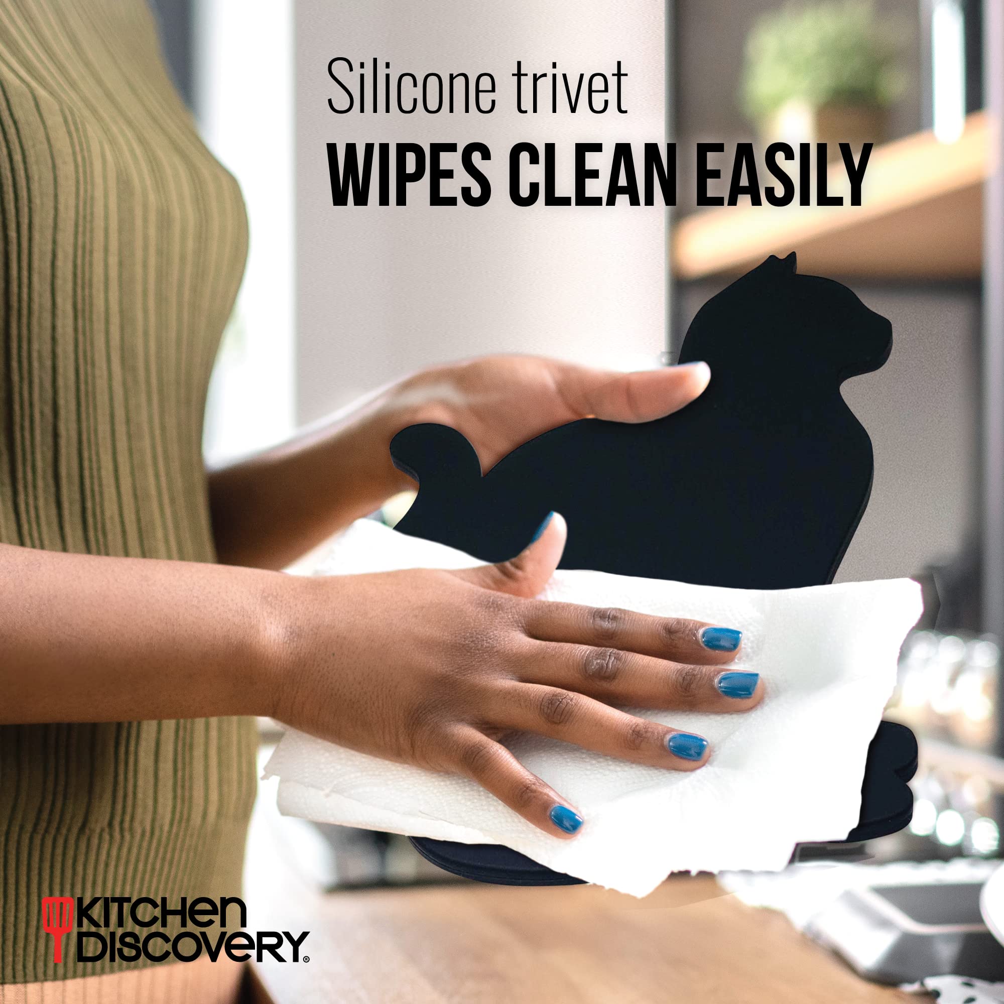 Silicone Cat Trivet - Kitchen Discovery - Protects Tables And Counters From Heat And Moisture. Fun For Those Who Love Cat Kitche
