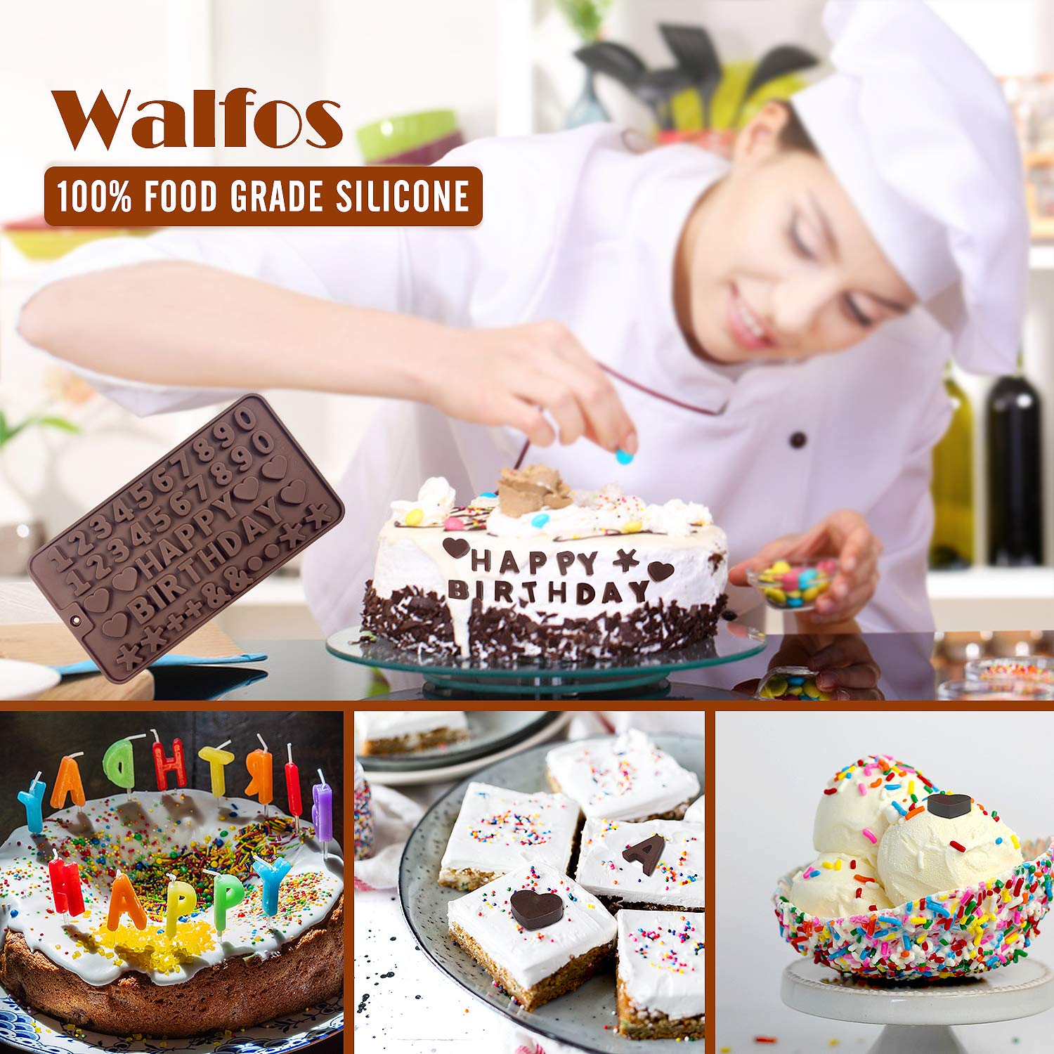 Walfos Silicone Letter Mold And Number Chocolate Molds - Non-Stick Letter Chocolate Mold, Made Of Food Grade Silicone, Bpa Free,