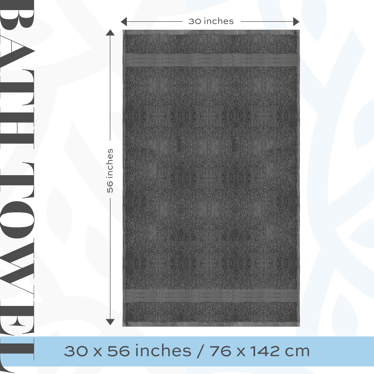 White Classic Luxury Bath Towels Extra Large - Cotton Hotel spa Bathroom Towel 30x56  4 Pack  Dark Gray