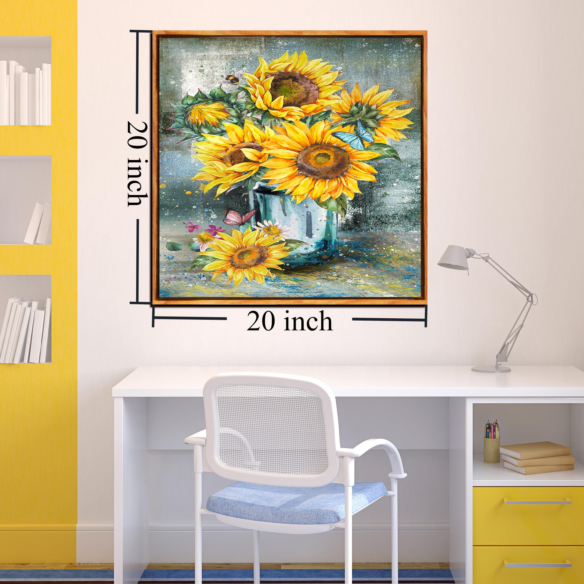 Ness-Bezal Sunflowers Canvas Wall Art Prints Yellow Flowers Oil Painting Home Wall Decor For Bedroom Living Room Farmhouse Flora