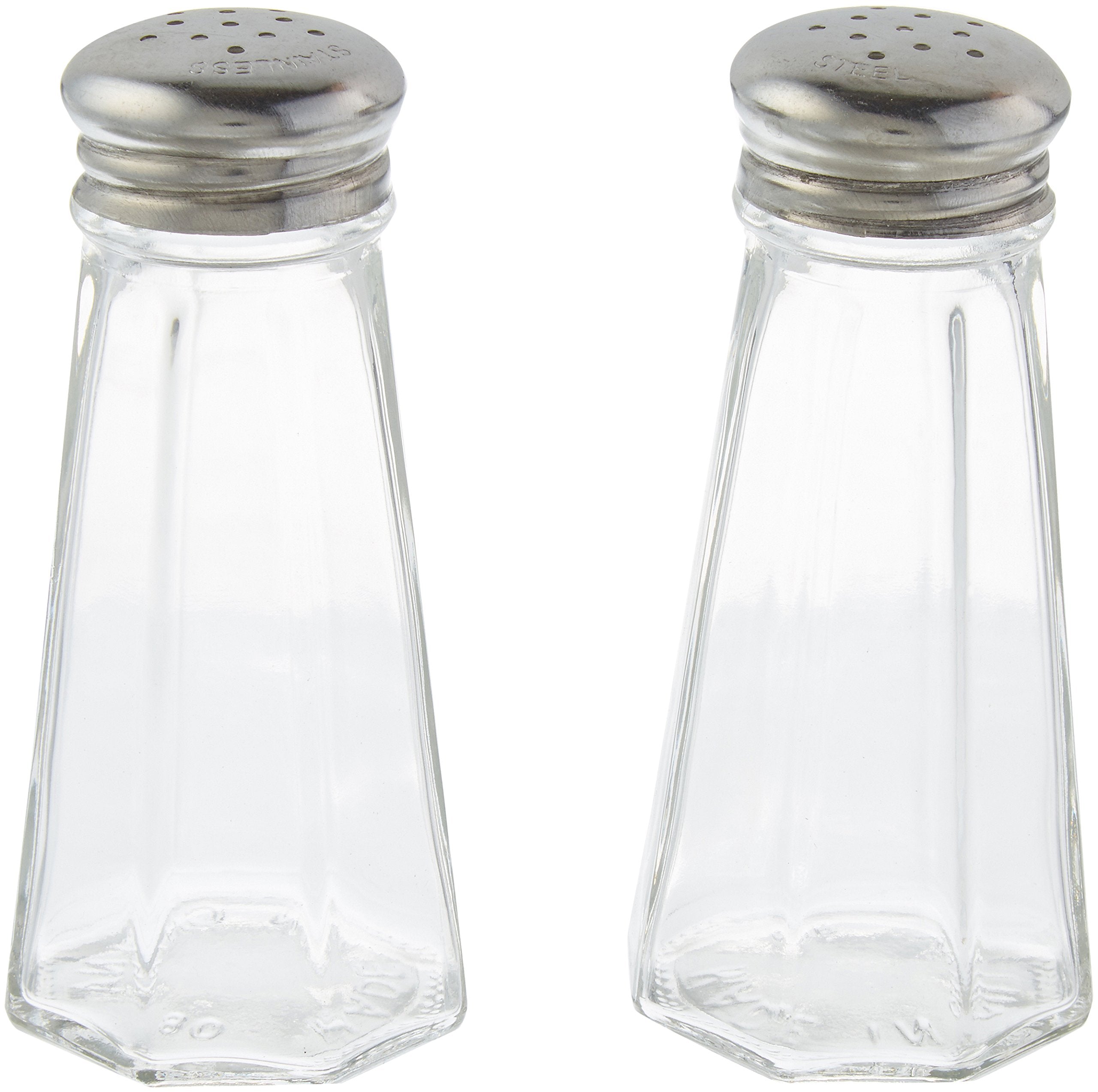 Tablecraft 3 Ounce Stainless Steel Paneled Salt & Pepper Shaker, Clear