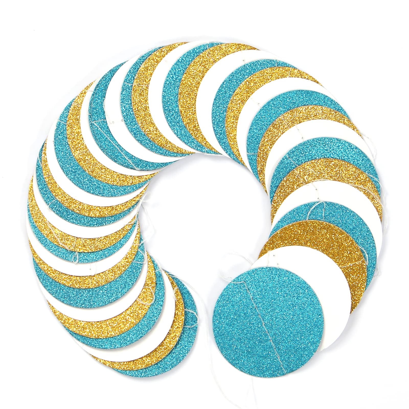 Teal-Turquoise White-Gold Party-Decorations Garland Streamers - 52Ft Woman Girl Birthday Paper Banner,Graduation Wedding Bachelo