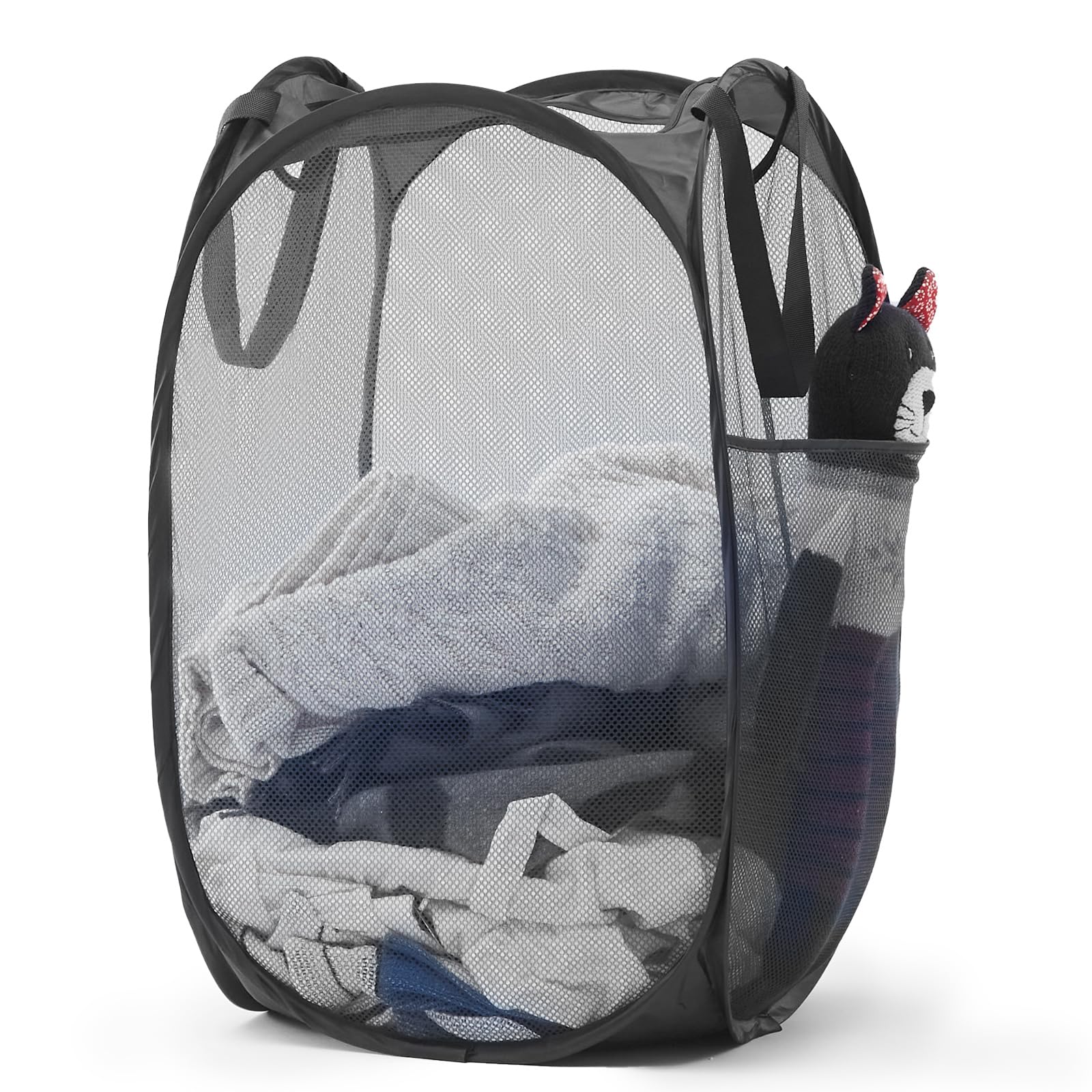 Upgraded 105L Mesh Pop Up Laundry Hamper With Reinforced Handles - Portable & Collapsible Dirty Clothes Basket For Dorm, Bathroo
