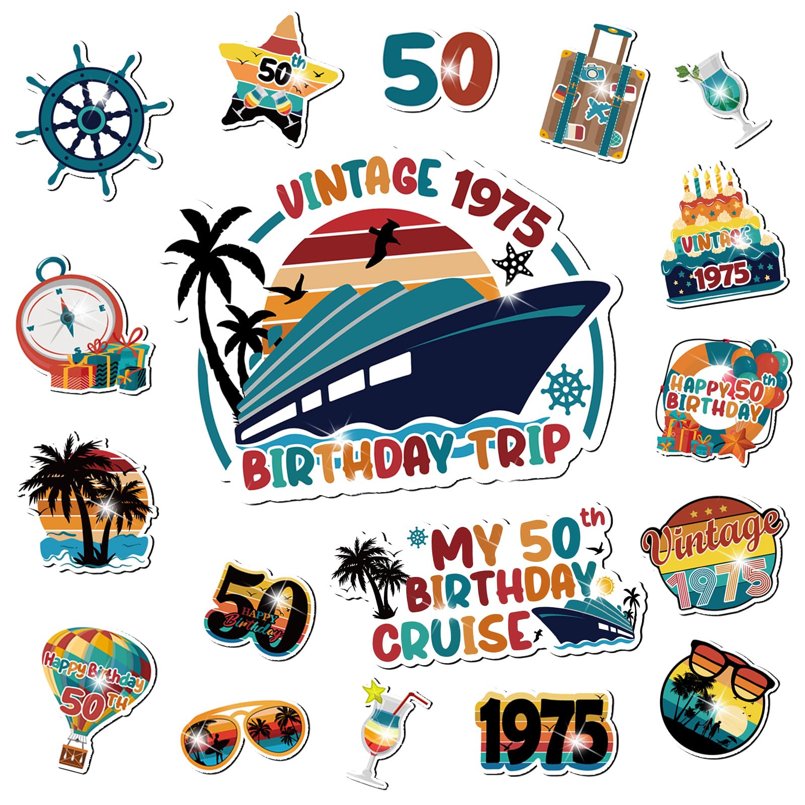 50th Birthday Cruise Door Magnets Decorations, Summer Holiday Happy 50th Birthday Cruise Ship Door Decor Magnetic for Vintage 19