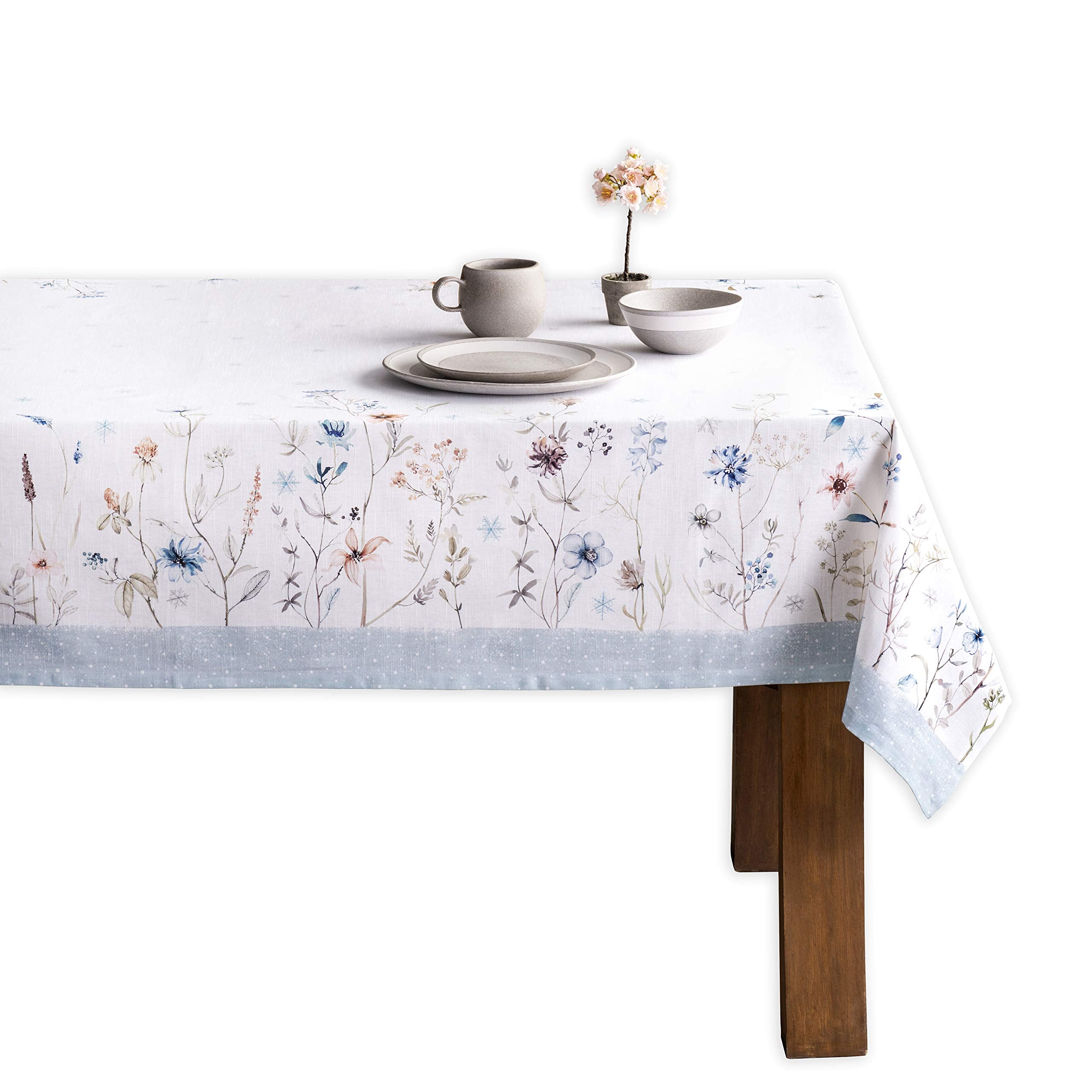 Maison D' Hermine Tablecloths 100% Cotton 60''X108'' Decorative Rectangle Tablecloth Washable Table Cover, Holiday Dinner, Weddi