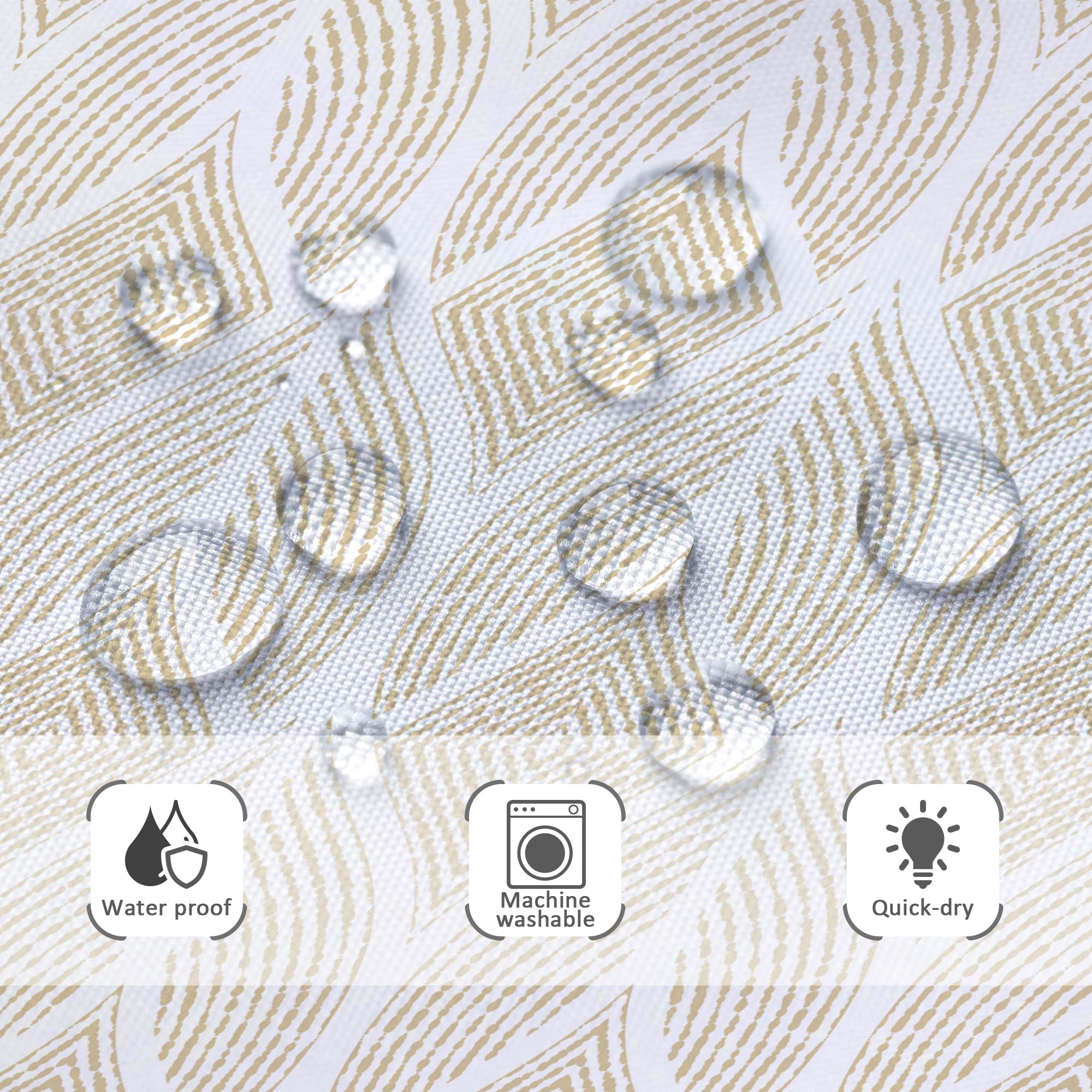 Riyidecor Small Stall Rv Beige White Shower Curtain Narrow Boho Abstract Modern Geometric Minimalist Single Half 36Wx72H Inch Si