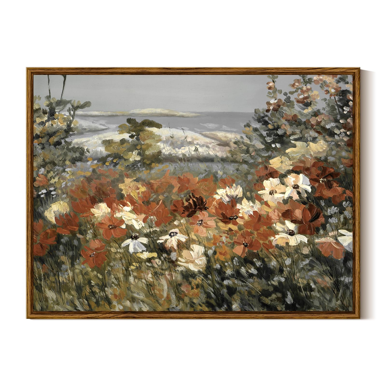 Insimsea Framed Canvas Wall Art Home Decor Framed Vintage Botanical Prints Rustic Farmhouse Wall Decor Mid Century Modern Decor