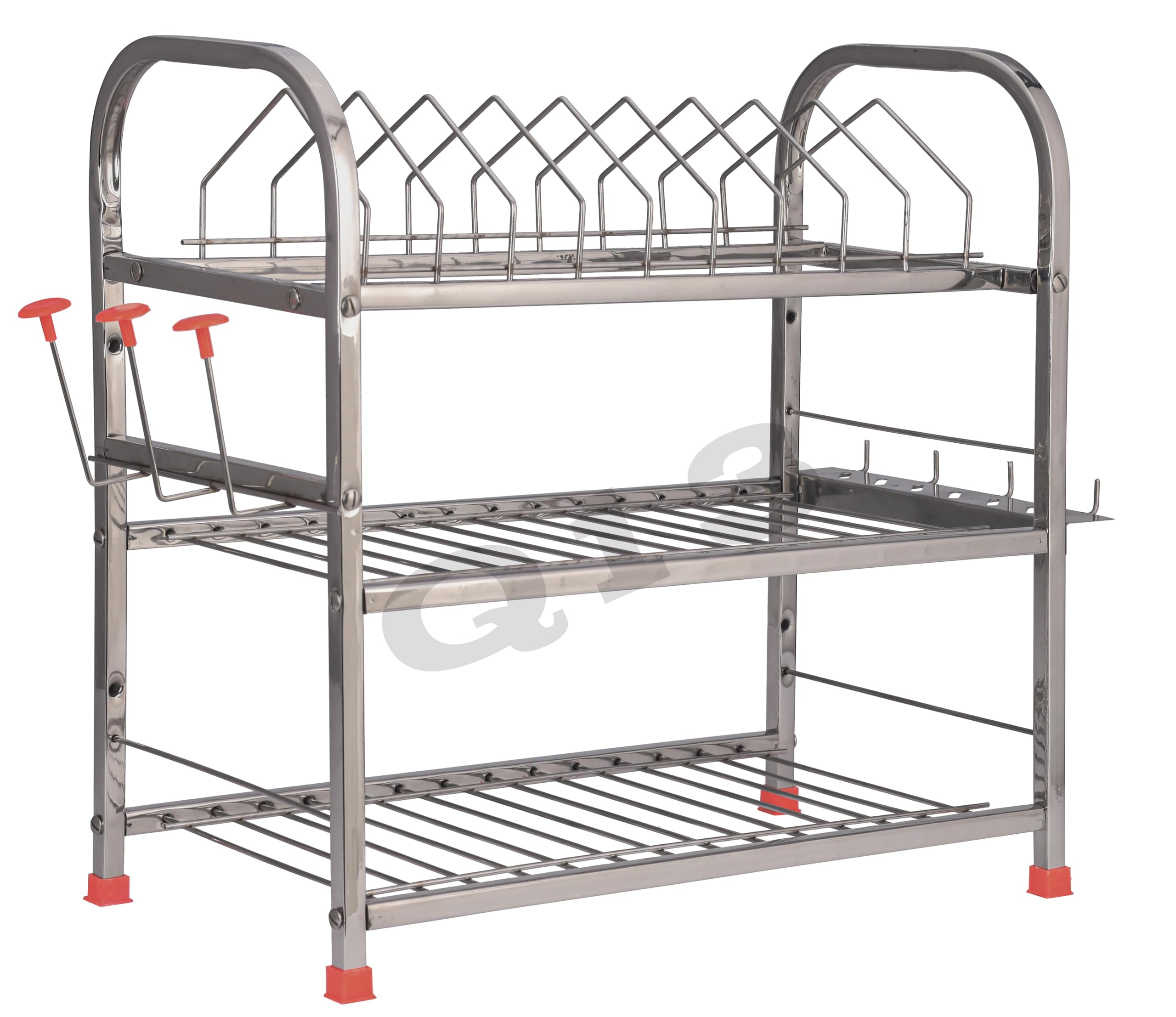 D. K 11 Stainless Steel Utensils Stand For Kitchen | Drying Rack | Dish Rack | Bartan Stand For Sink Wall Mounted | Organizer | 