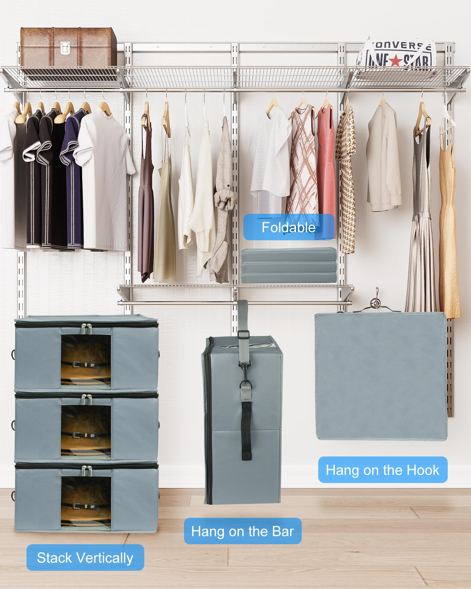 Allgawise 2Pcs Hat Storage Box - Upgrade Stackable Hat Organizer Bag Container For Closet, Foldable Hat Travel Box For Women, Co