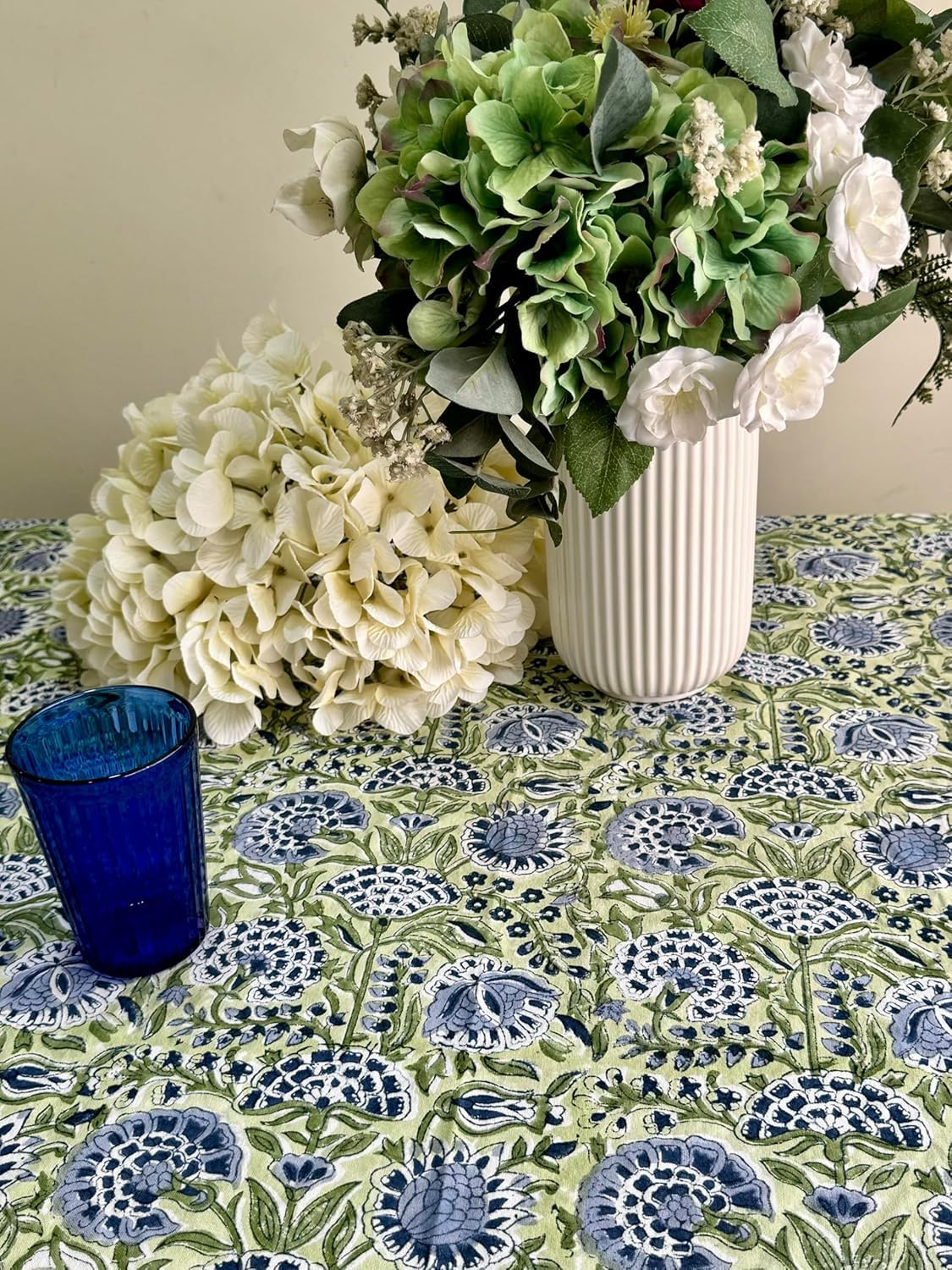 ATOSII Morocco Blue 100% Cotton Tablecloth, Handblock Print Rectangle Table Cover for Kitchen Dining I Tabletop Linen I Parties,