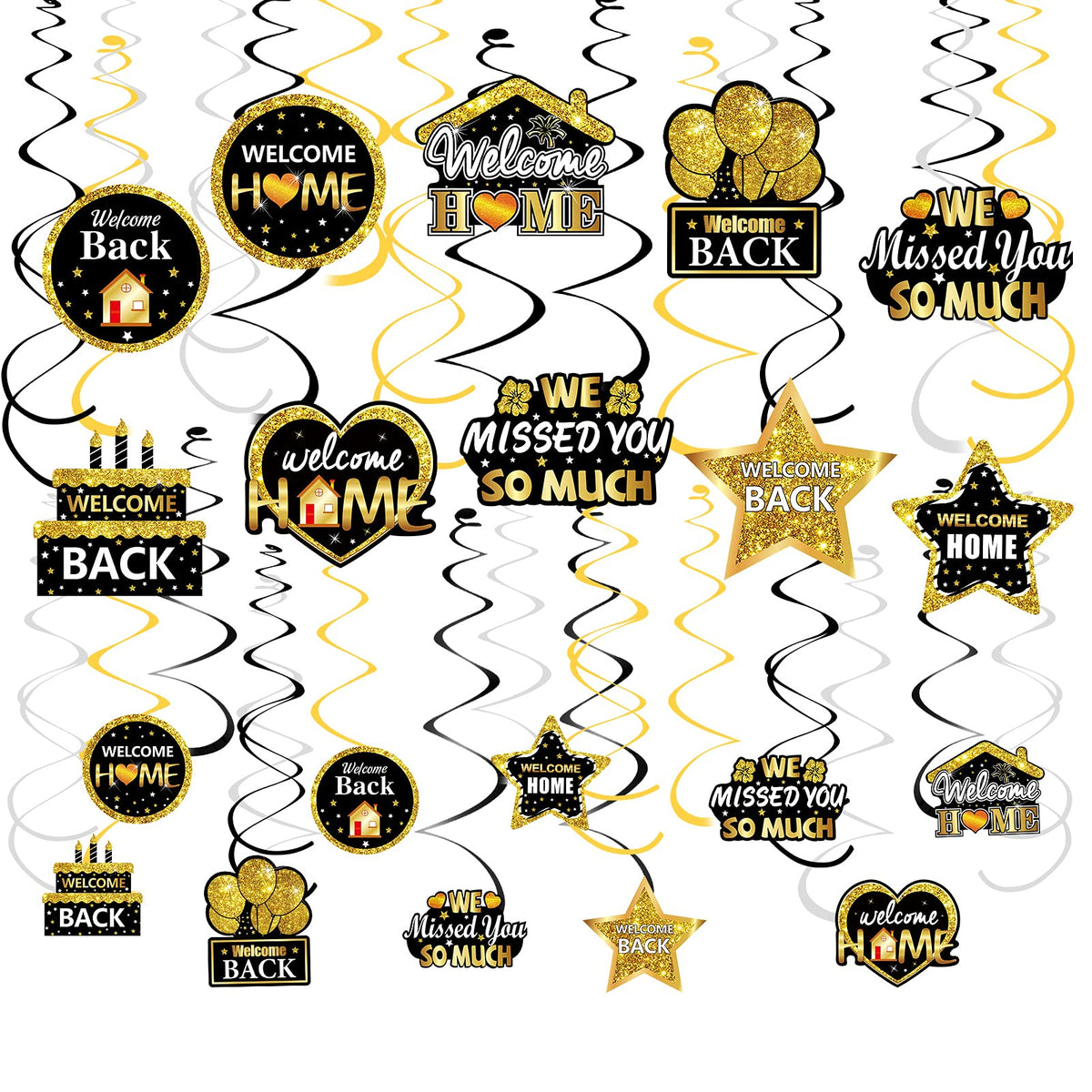 30Pcs Welcome Home Decorations We Missed You Hanging Swirls Decor, Welcome Back Home Hanging Ceiling Party Supplies, Homecoming