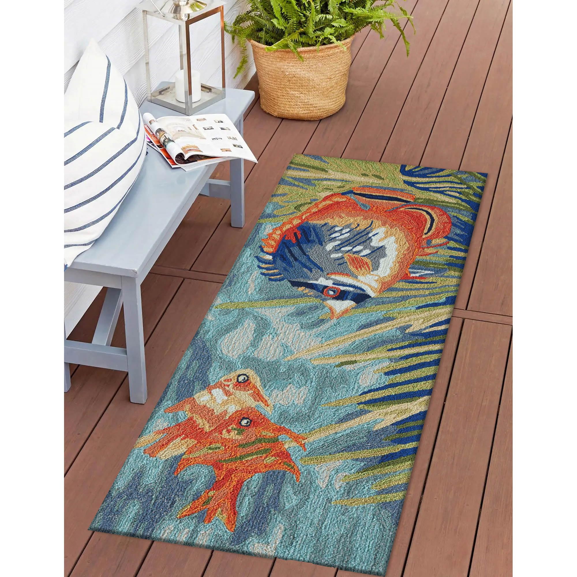 Liora Manne Ravella Indoor/Outdoor Durable Hand-Tufted UV Stabilized Rug- Tropical Fish Ocean 2 x 5