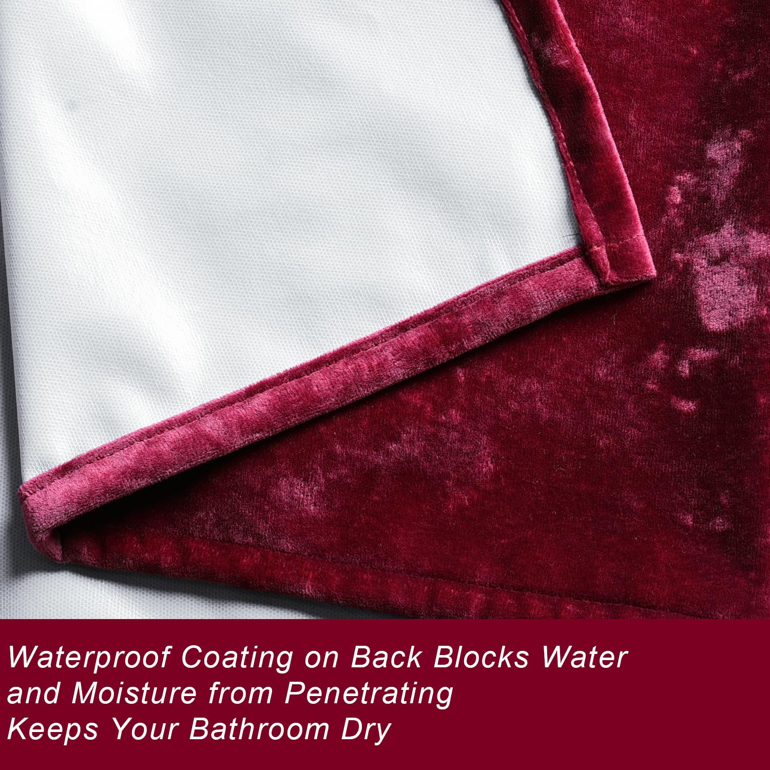 Tamgho Red Shower Curtain For Bathroom, Luxury Crushed Velvet Shower Curtain Red, Dark Shower Curtain Set With Gold Decro Metal