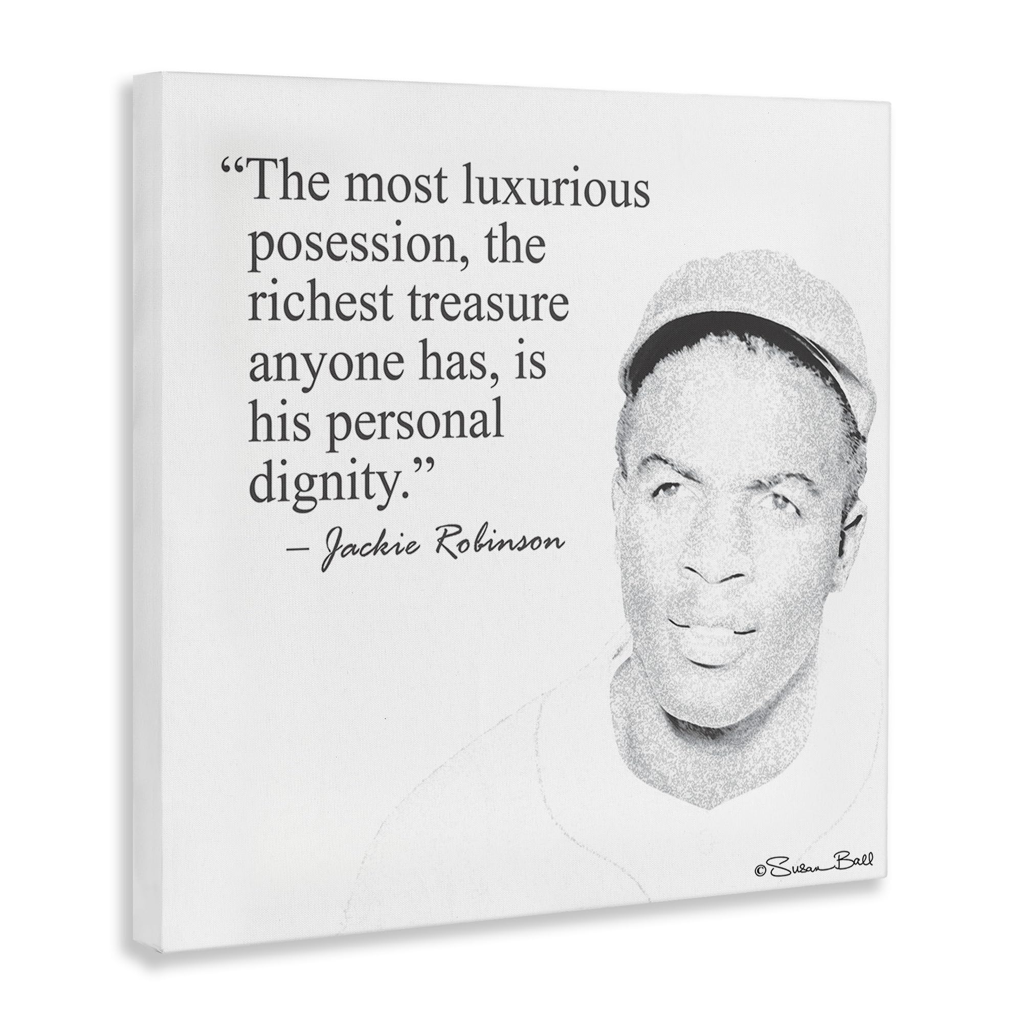 Stupell Industries Personal Dignity Jackie Robinson Quote Black And White Canvas Wall Art, 17 X 17, Multi-Color