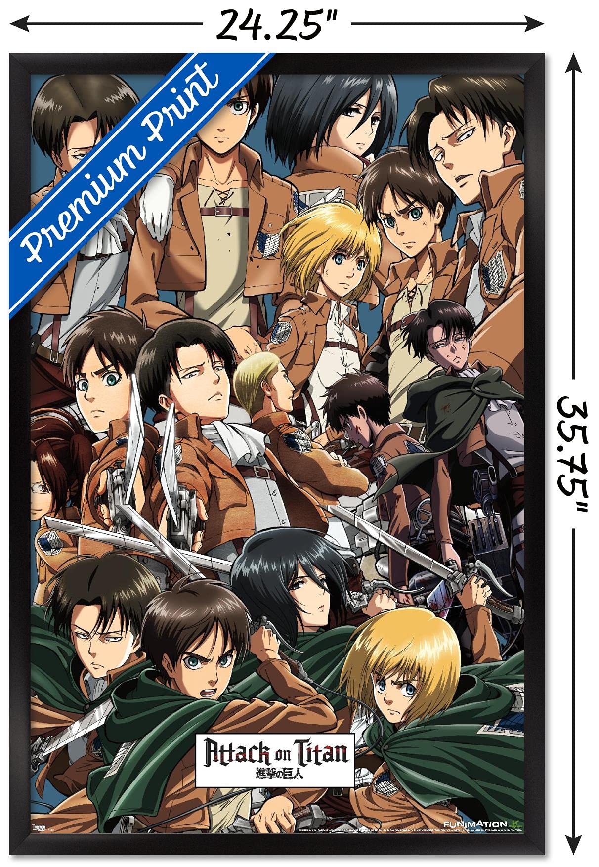 Trends International Attack On Titan - Collage Wall Poster, 22.375'' X 34'', Black Framed Version