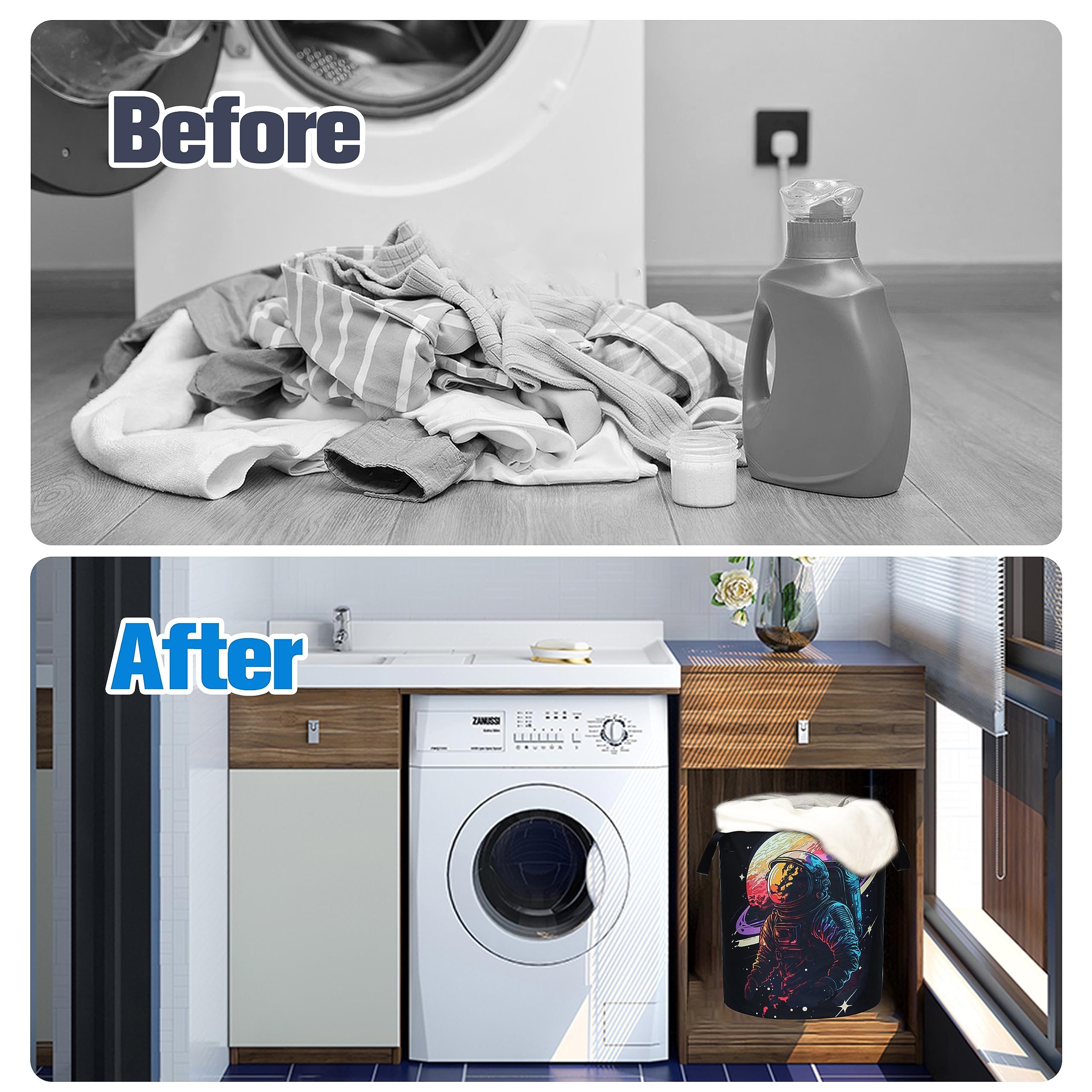 Astronaut Laundry Basket Universe Planet Foldable Oxford Cloth Funny Tote Bag Laundry Hamper Clothes Storage Bucket Organizer Fo