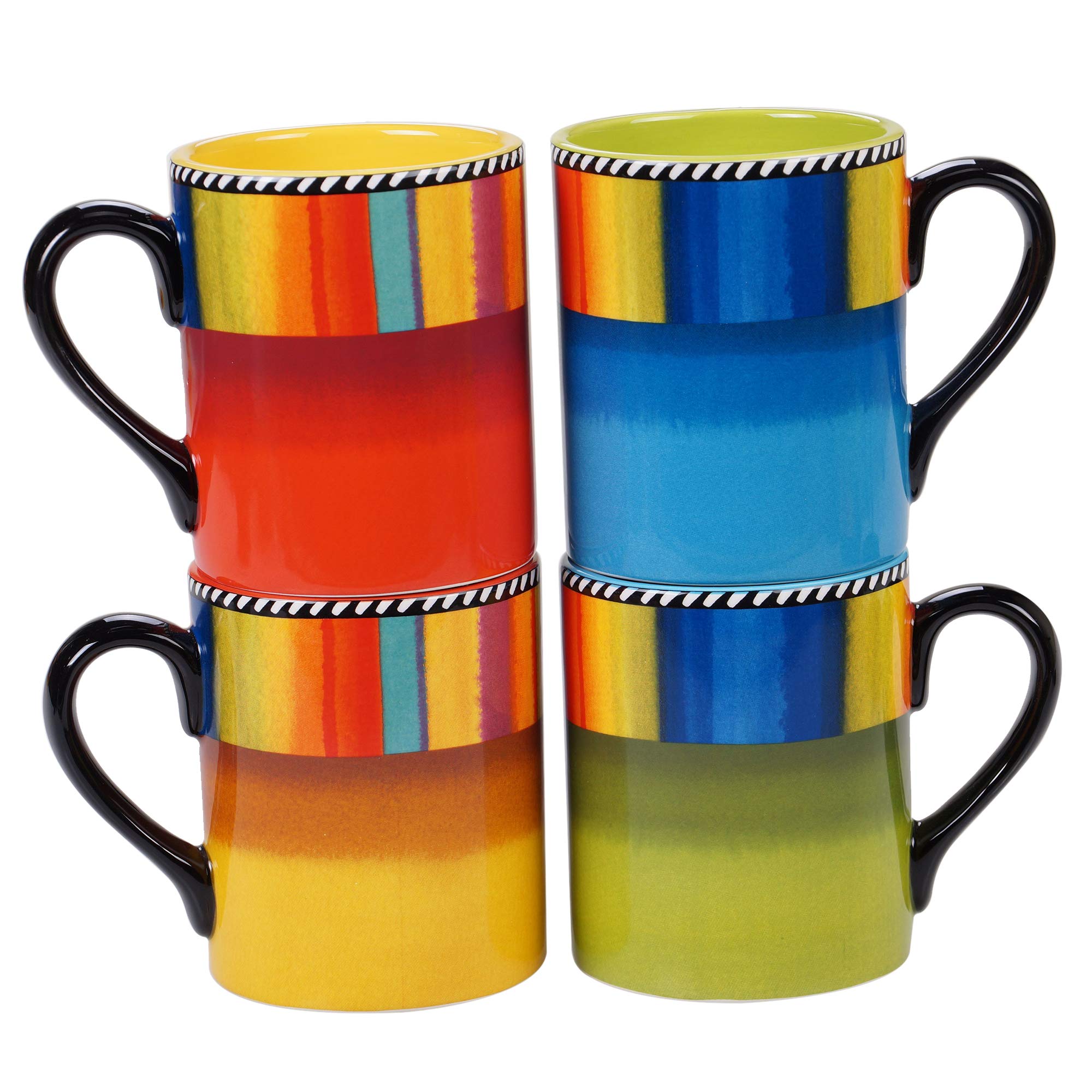 Certified International Sierra 16 Oz. Mug, Set Of 4 Assorted Designs, Multicolored