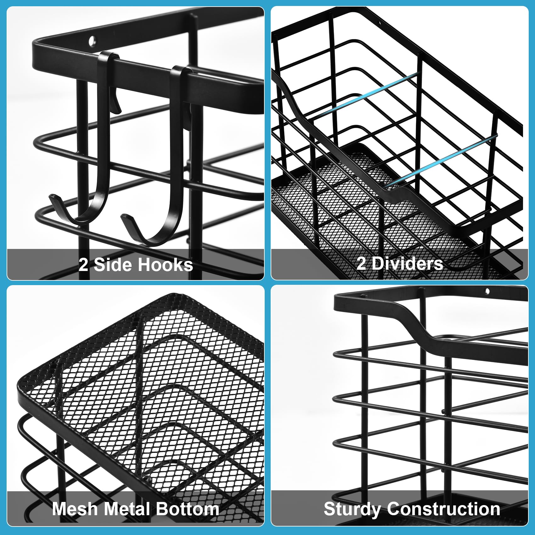 Happyhapi Hair Dryer Holder Hair Tool Organizer, Antirust Wall Mount Bathroom Hair Care Styling Tool Storage Basket For Hair Dry