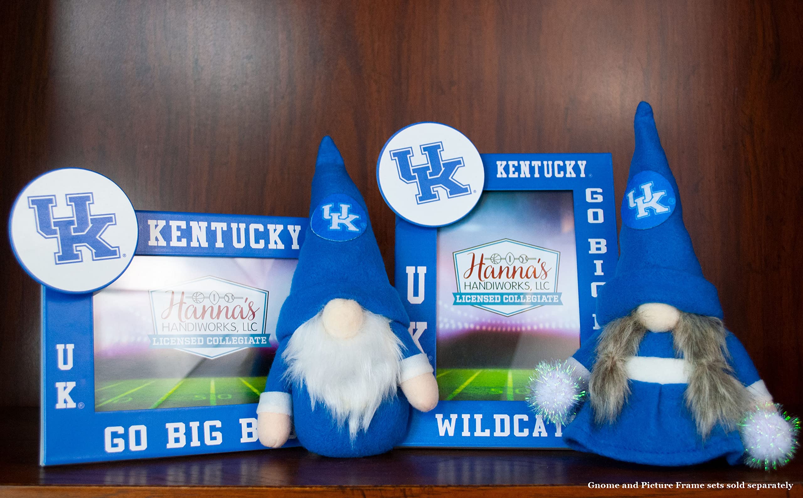 University Kentucky Wildcats Set of 2 Plush Gnome Christmas Tree Ornaments by Hannas Handiworks - Fan/Cheerleader Holiday/Dorm D