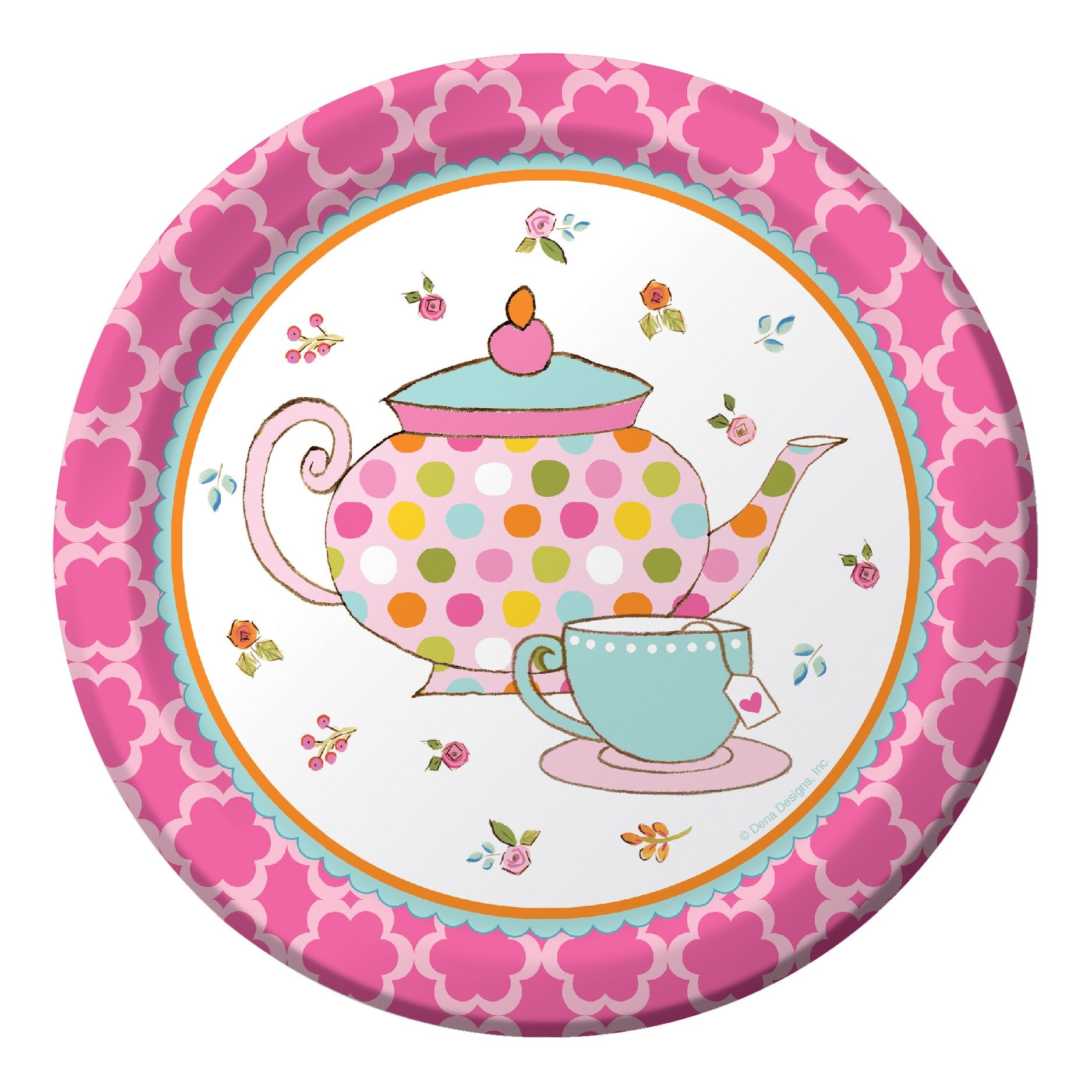 Creative Converting 8 Count Paper Dessert Plates, Tea Time