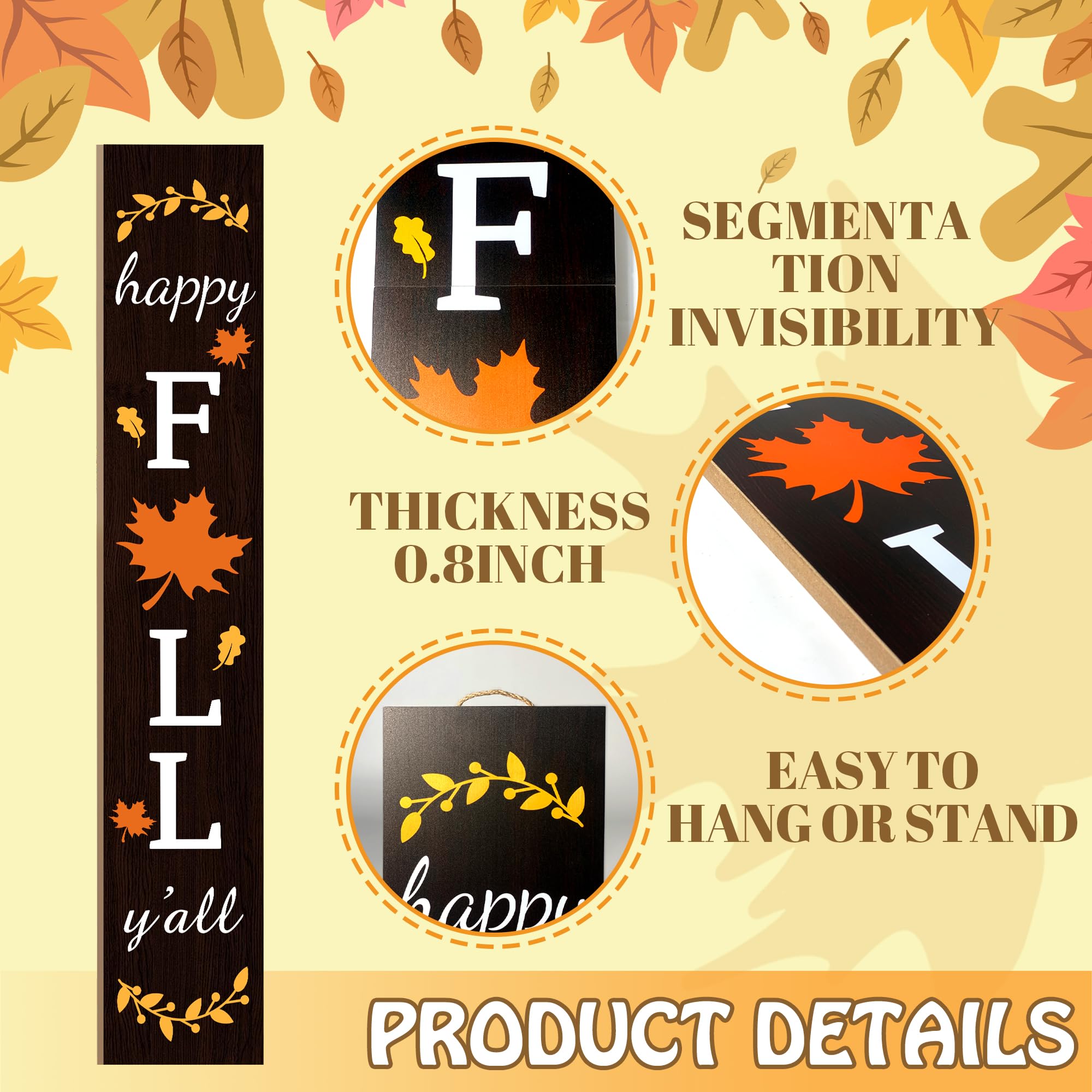 Fall Porch Sign Wooden Hanging Porch Decor Autumn Thanksgiving Vertical Fall Welcome Signs for Front Porch Rustic Maple Leaf Dec