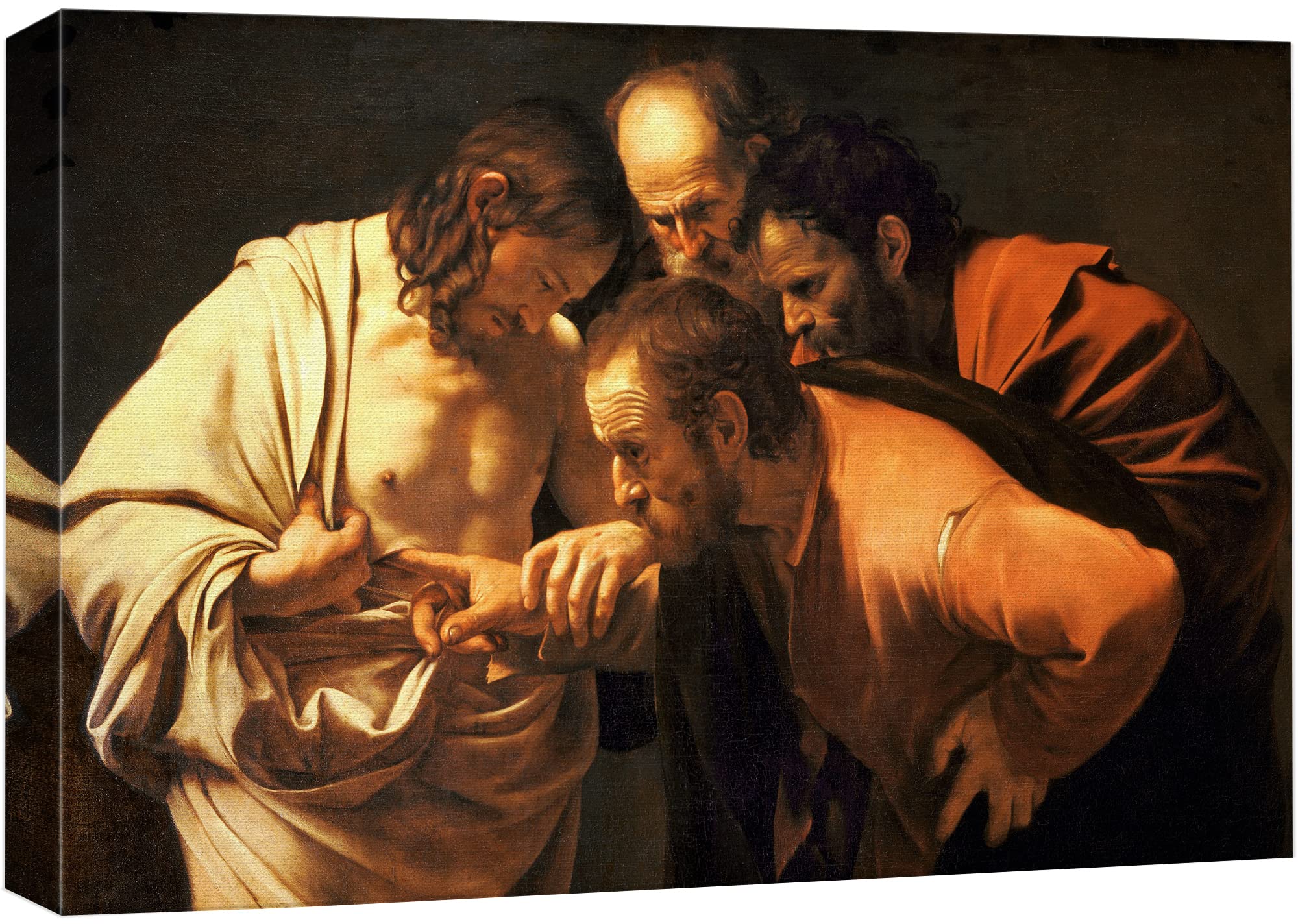 Wall26 - The Incredulity Of Saint Thomas By Caravaggio - Canvas Print Wall Art Famous Painting Reproduction - 16'' X 24''