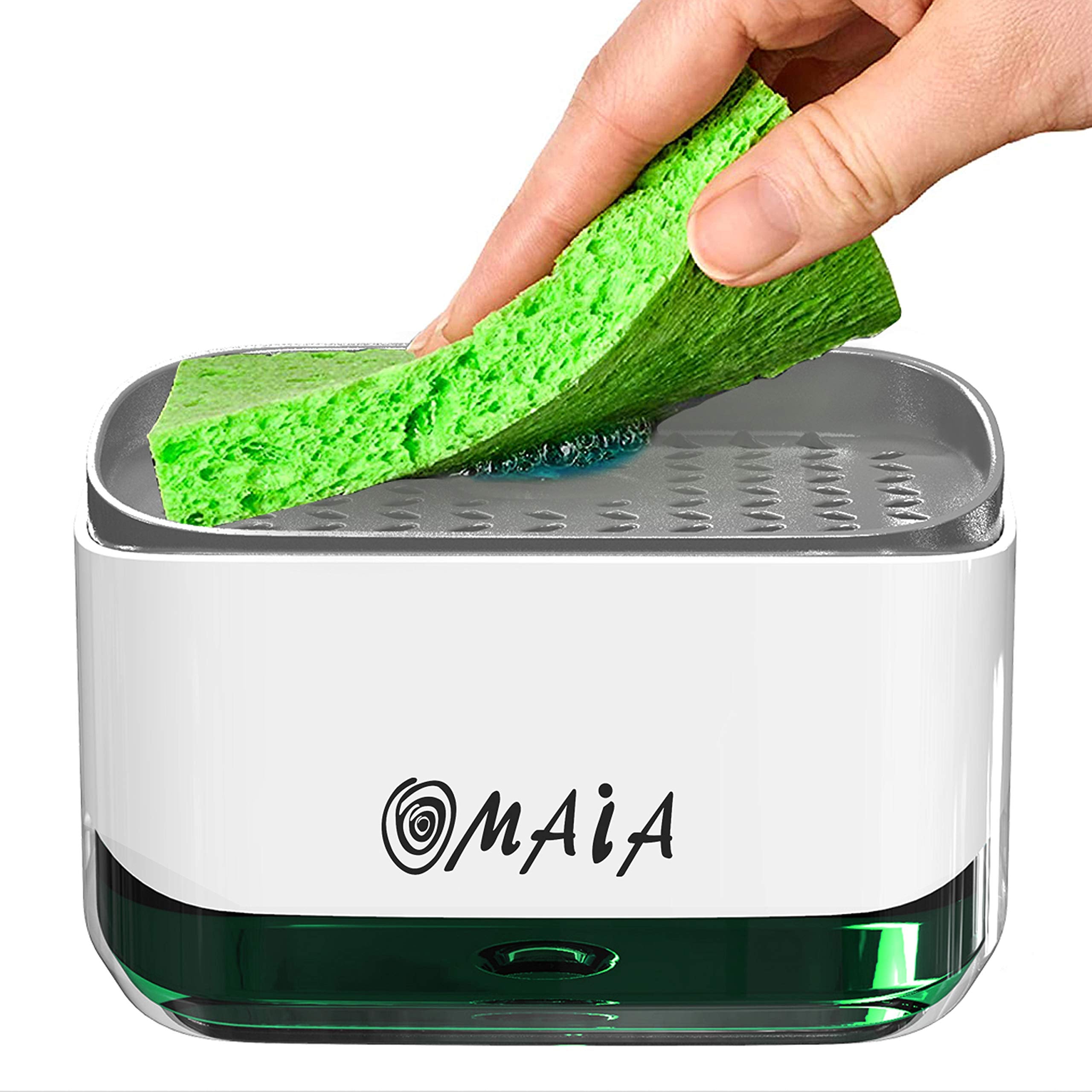 Omaia 2-In-1 Dish Soap Dispenser With Sponge Holder - Dishwashing Liquid Dispenser For Kitchen - Smart Kitchen Gadgets 2023 - Si