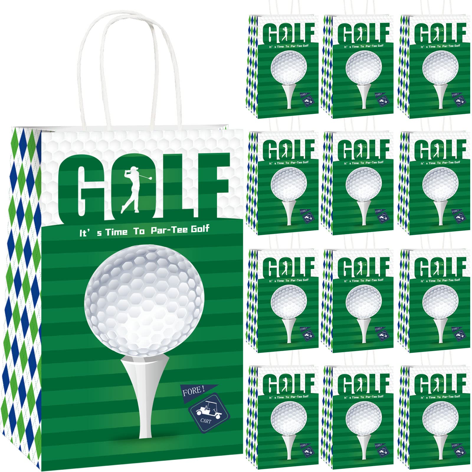 Gisgfim 12 Pcs Golf Party Supplies Bags Golf Birthday Party Goody Golf Paper Bags Party Decorations Golf Theme Baby Shower Birth