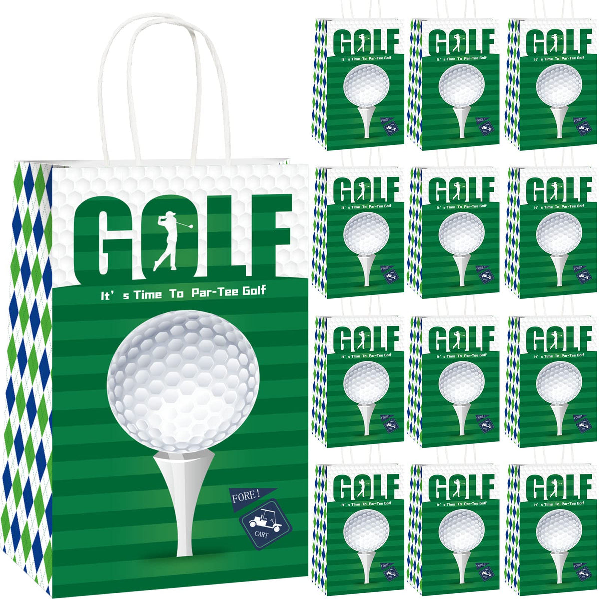 Gisgfim 12 Pcs Golf Party Supplies Bags Golf Birthday Party Goody Golf Paper Bags Party Decorations Golf Theme Baby Shower Birth
