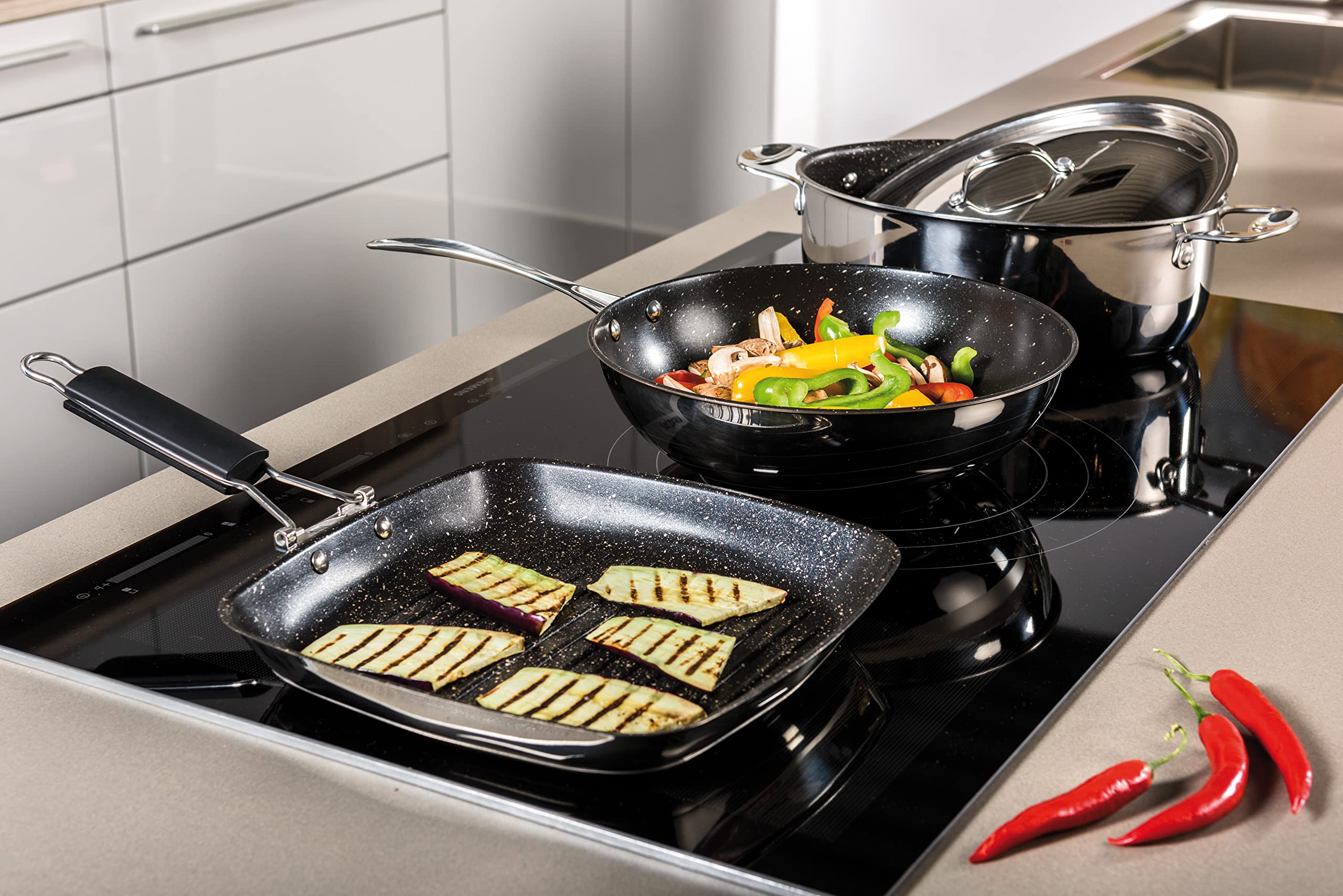 Mepra Glamour Stone 302190 Roaster Pan - 35 X 25Cm, Stainless Steel Cookware, Dishwasher Safe Kitchenware