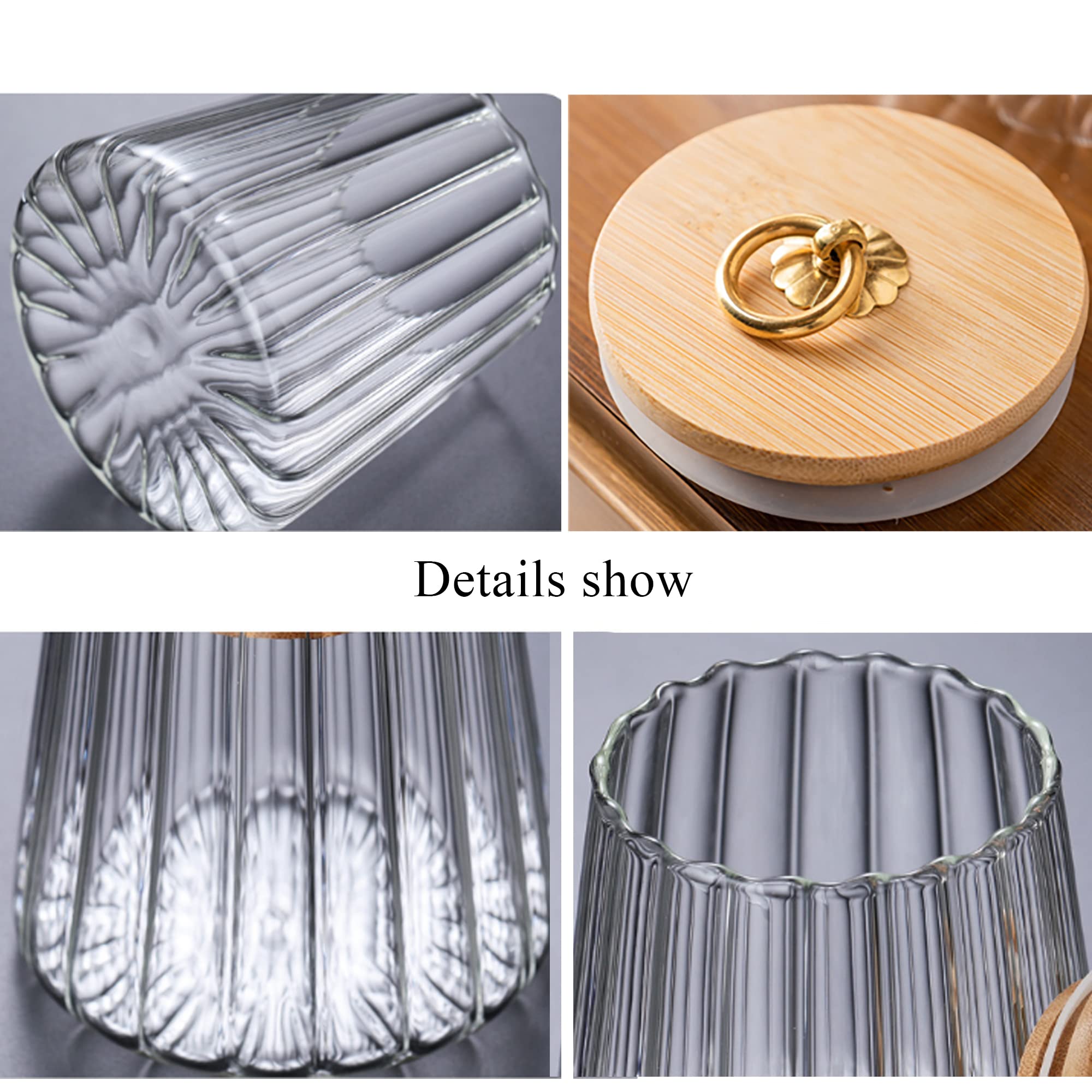 Fantesticryan Glass Coffee Nuts Canister Airtight Storage Jar Petal Decorative Container With Bamboo Lid Metal Handle Easy To Gr