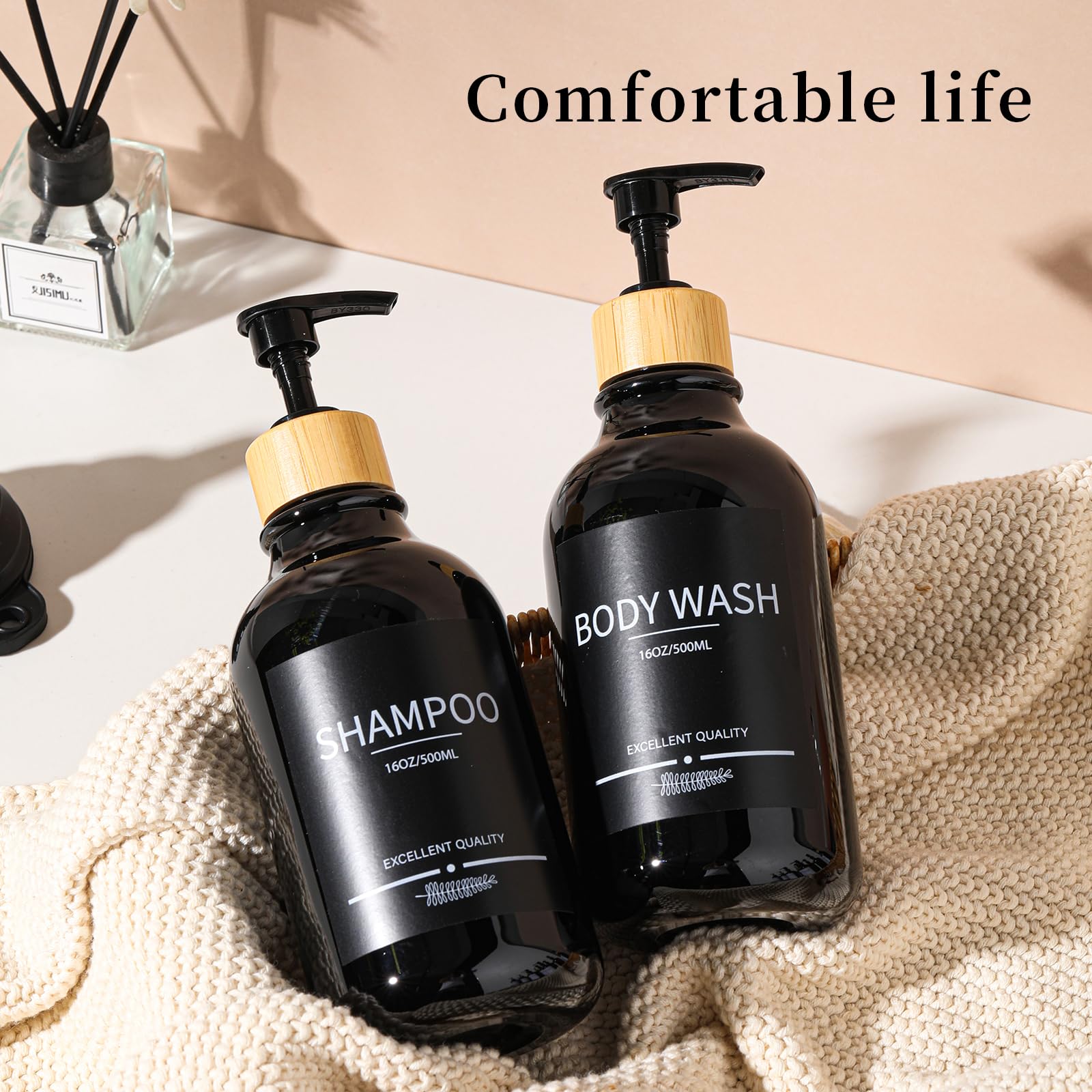 Mithrgrous Shampoo And Conditioner Dispenser Bottles,5Pack Shampoo Bottles Refillable,16.9Oz Refillable Shampoo And Conditioner