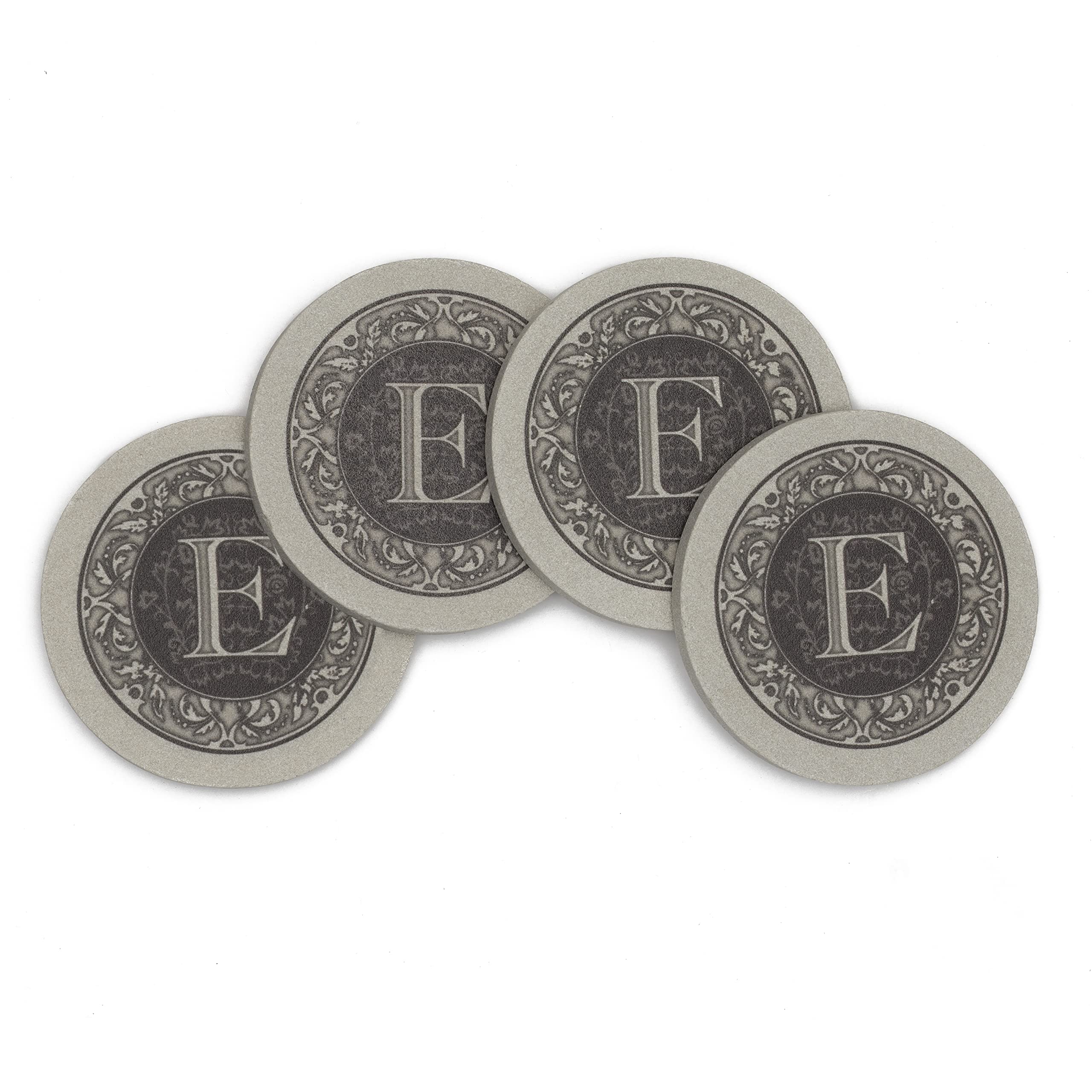 Thirstystone Monogram Letter E Absorbent Sandstone Coaster 4-Pack Made In The Usa Decorative, Absorbent, Easily Wipes Clean